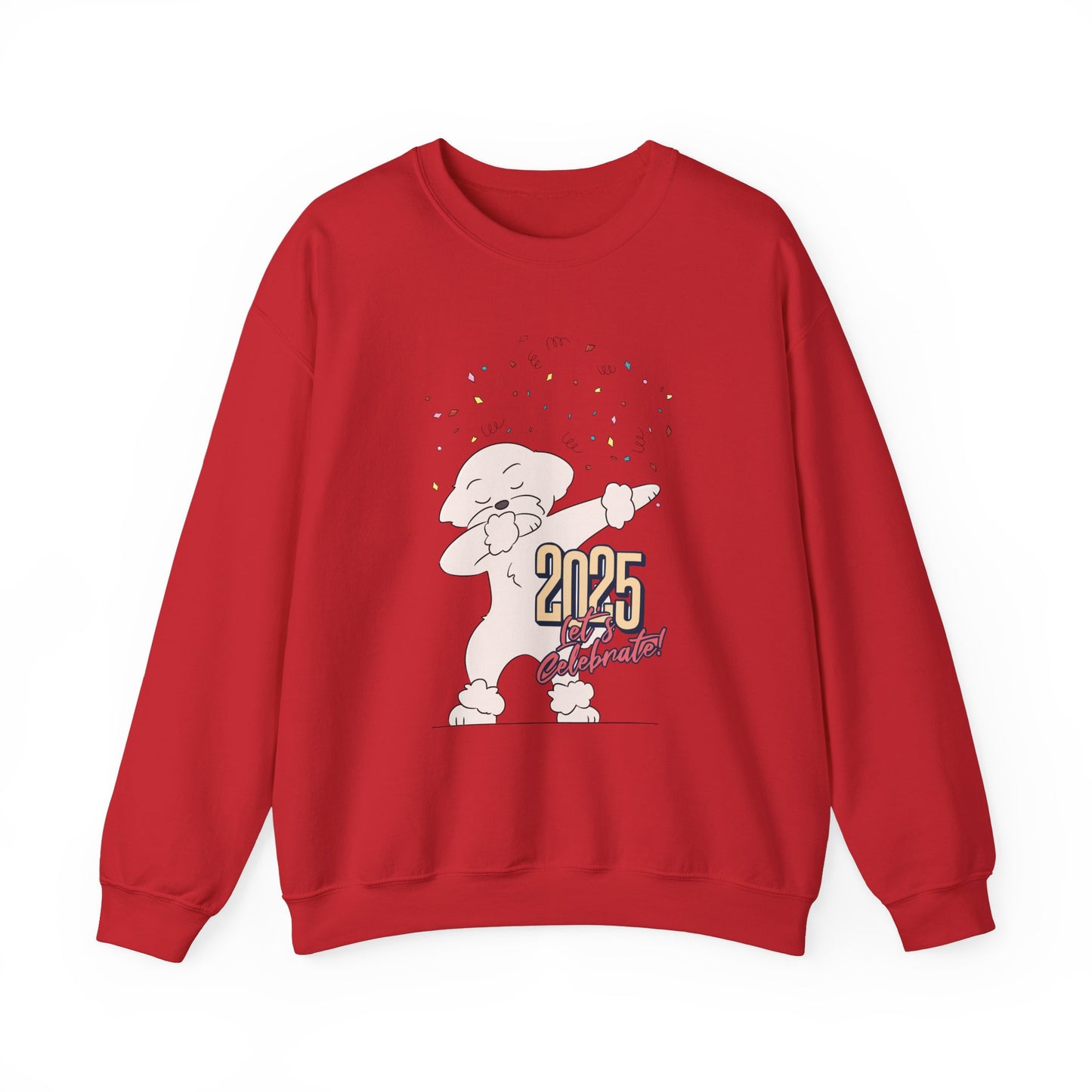 Cheeky Bichon Cute Let's Celebrate 2025 Unisex Crewneck Sweatshirt