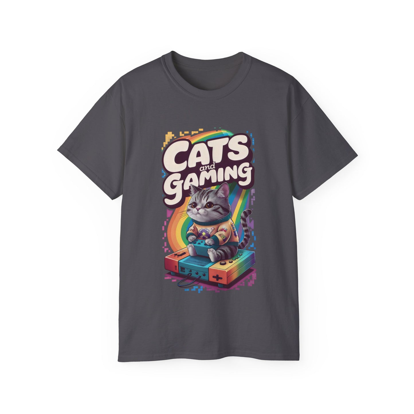 Cute Cartoon Cats and Gaming Unisex Organic T-Shirt