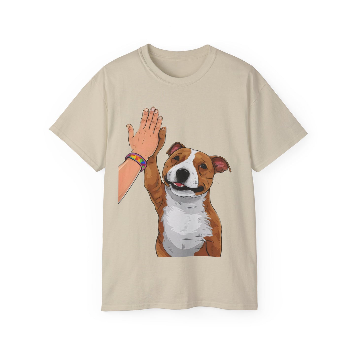 Cute Funny Cartoon Staffordshire Bull Terrier Unisex Organic T-Shirt