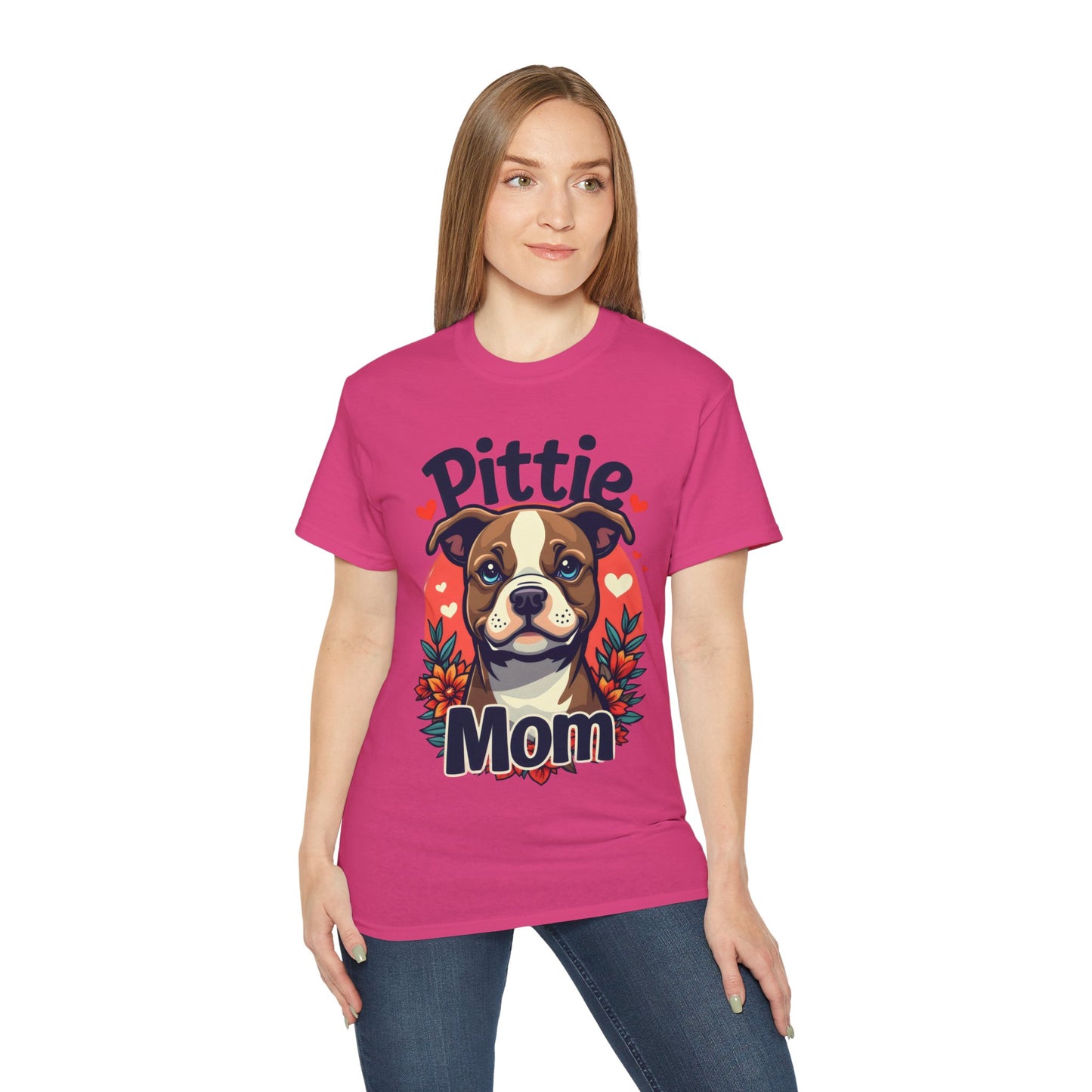 Cute Dog Cartoon Pittie Mom Organic T-Shirt