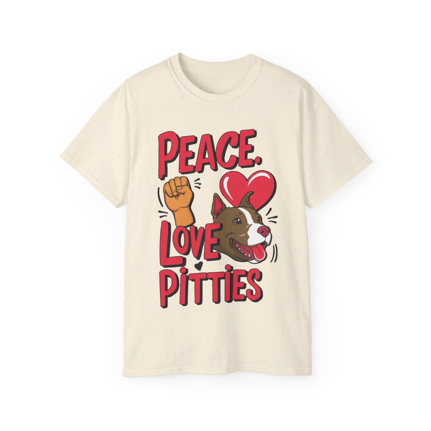 Cute Dog Cartoon Peace Love Pitties Unisex Organic T-Shirt