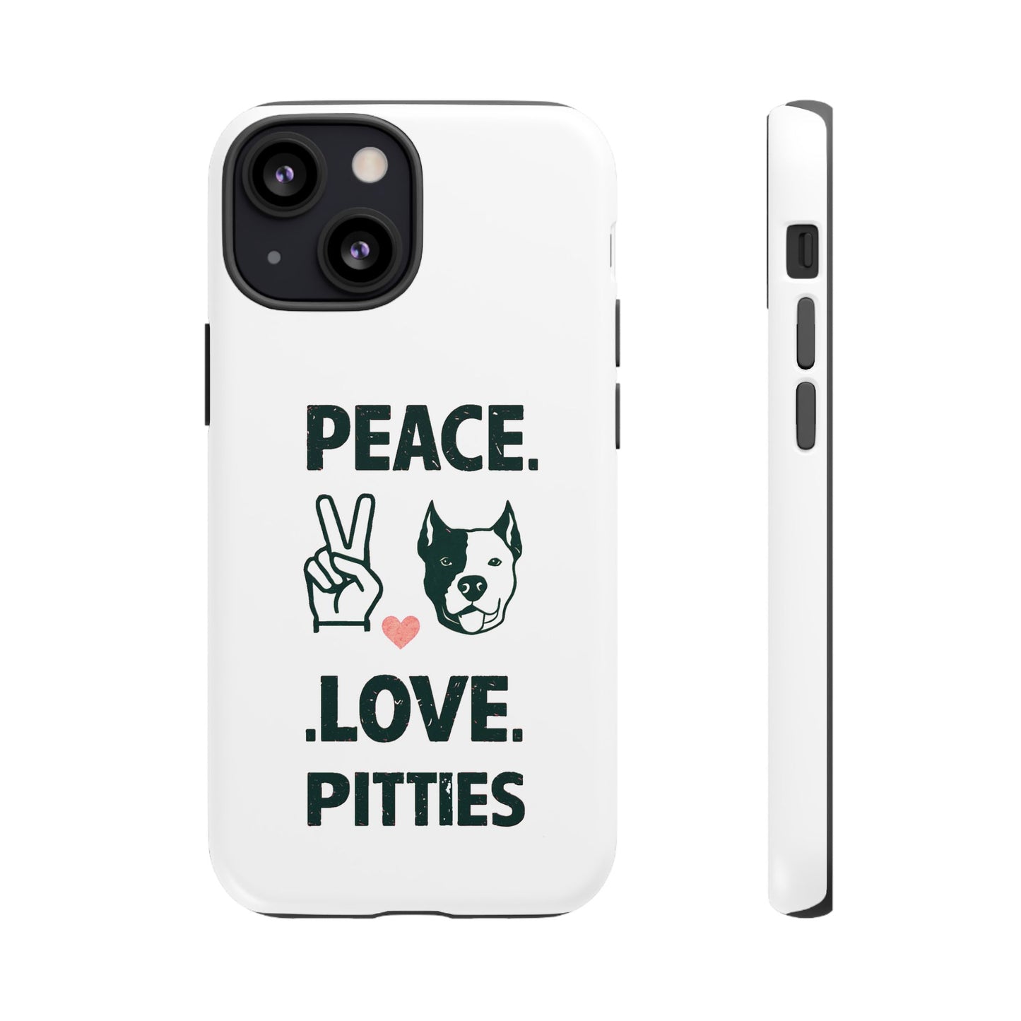 Cute Dog Cartoon Peace Love Pitties iPhone Tough Cases