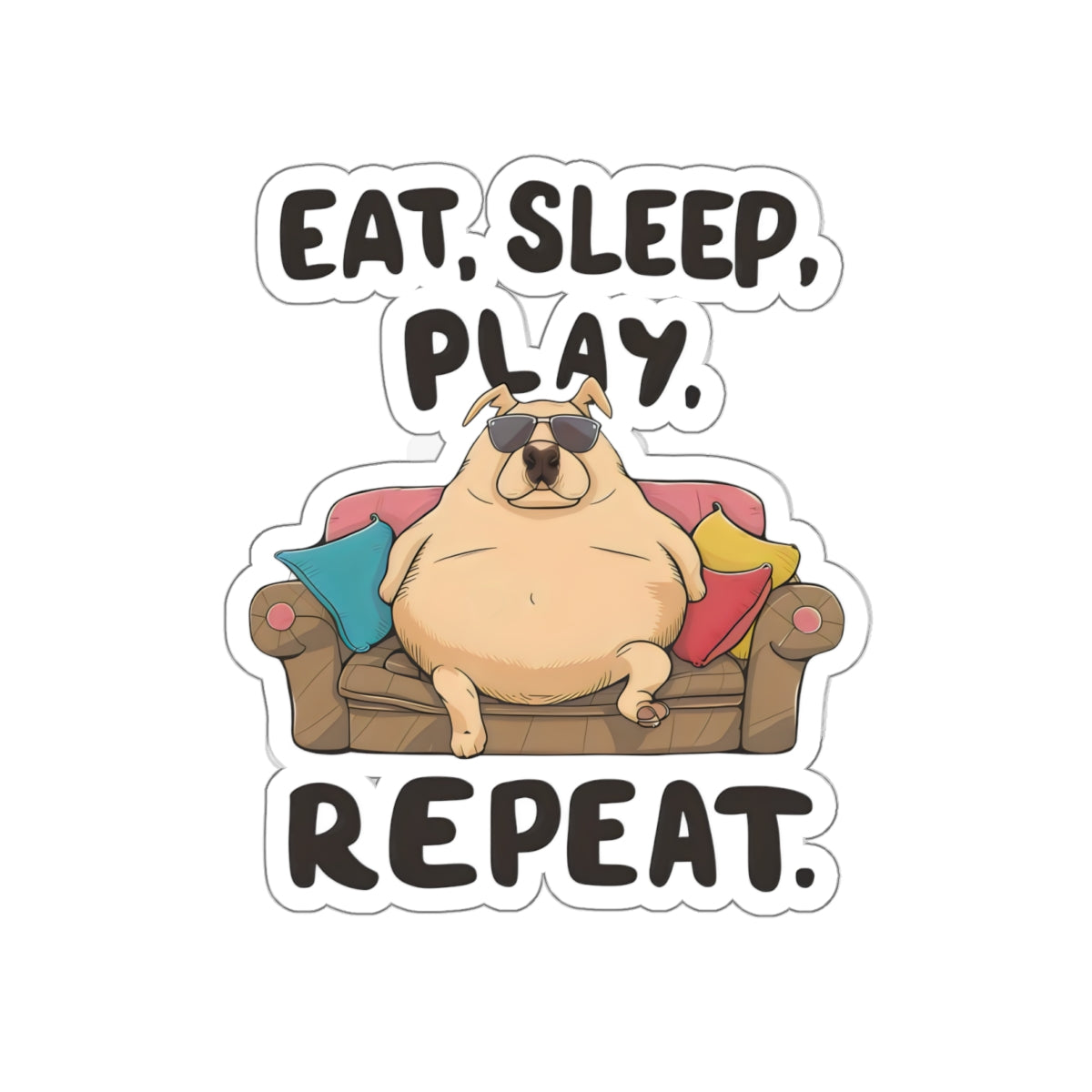 Cute Funny Dog Cartoon Eat Sleep Play Repeat Meme Kiss-cut Stickers