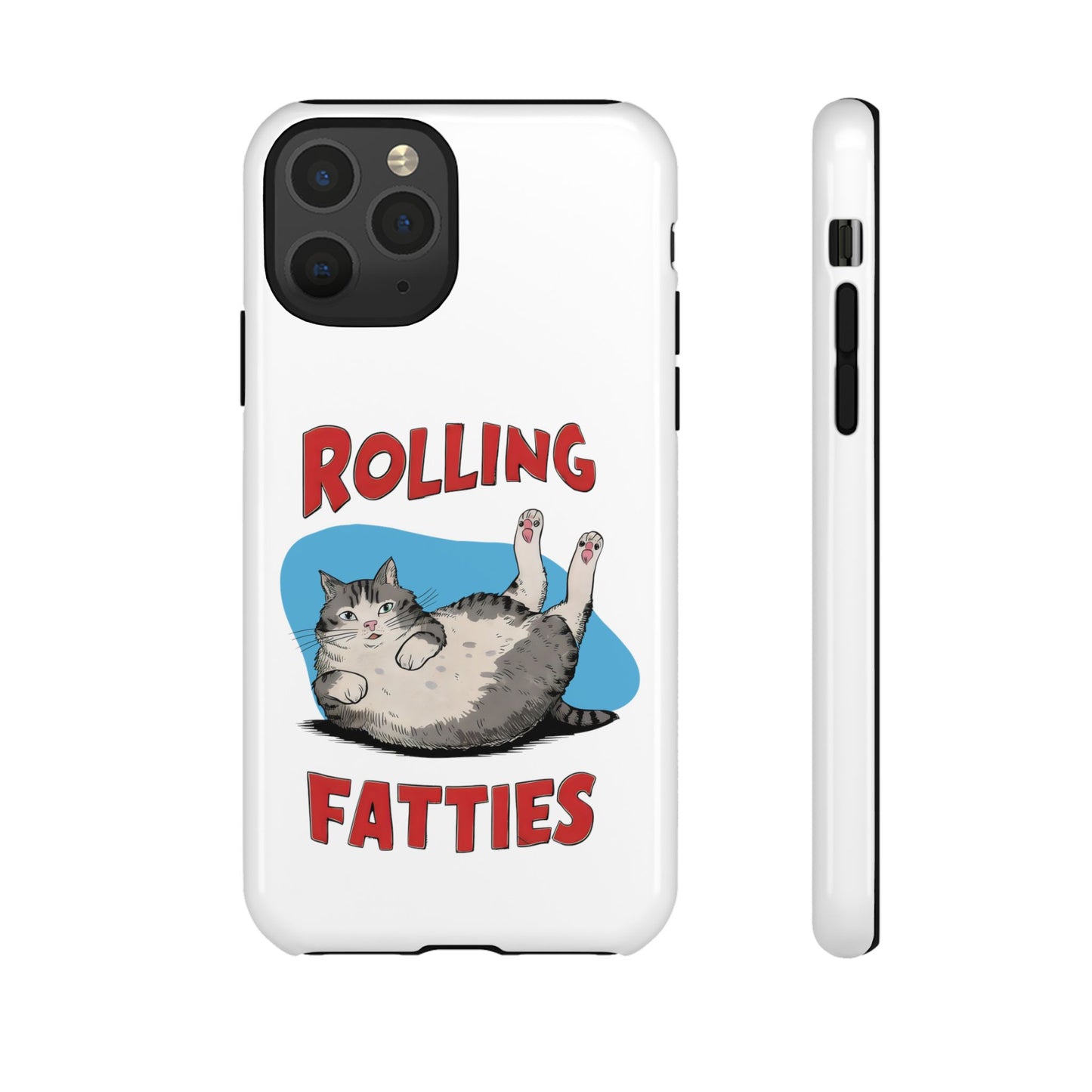 Cute Funny Cat Cartoon Rolling Fatties Meme iPhone Tough Cases