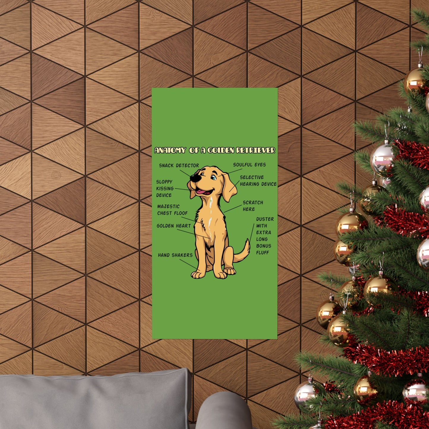 Cute Cartoon Anatomy of a Golden Retriever Posters