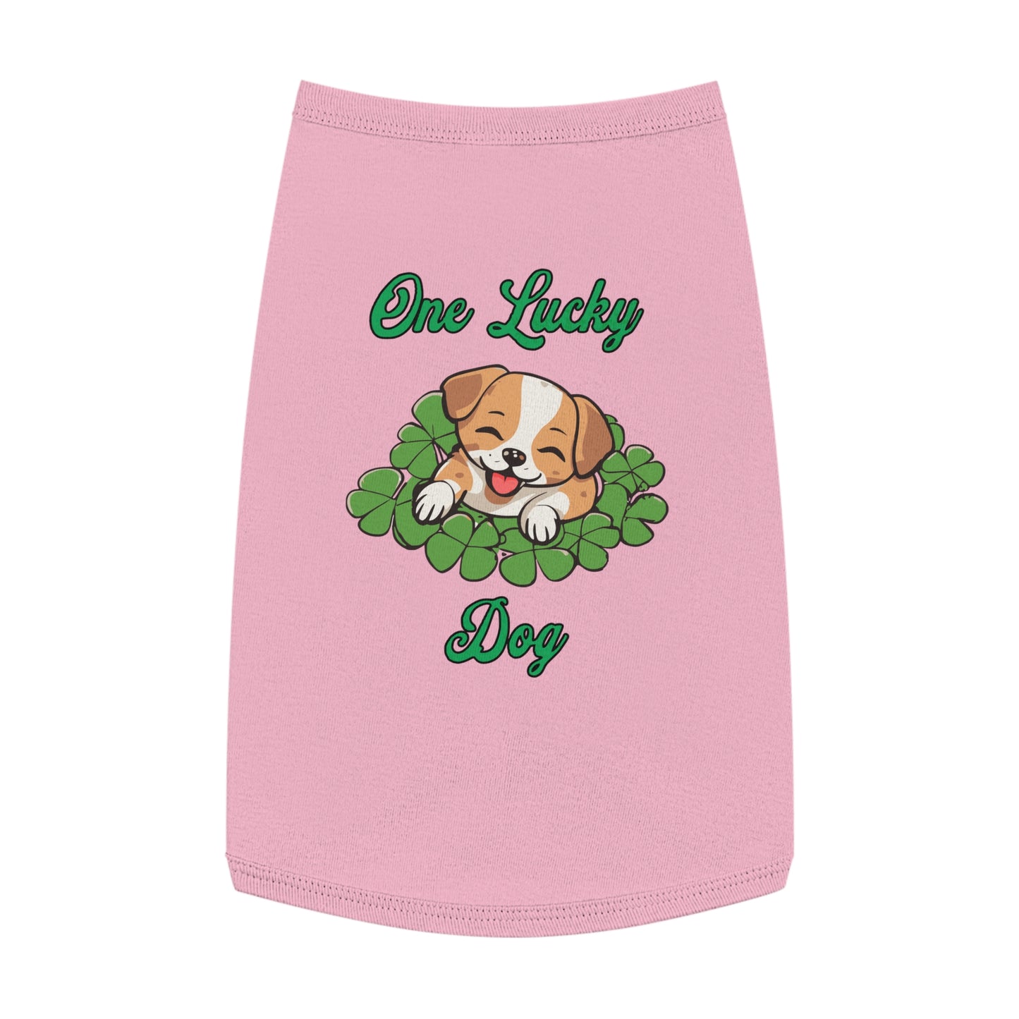 Cute St Patrick's Day One Lucky Dog Cartoon Pet Tank Top