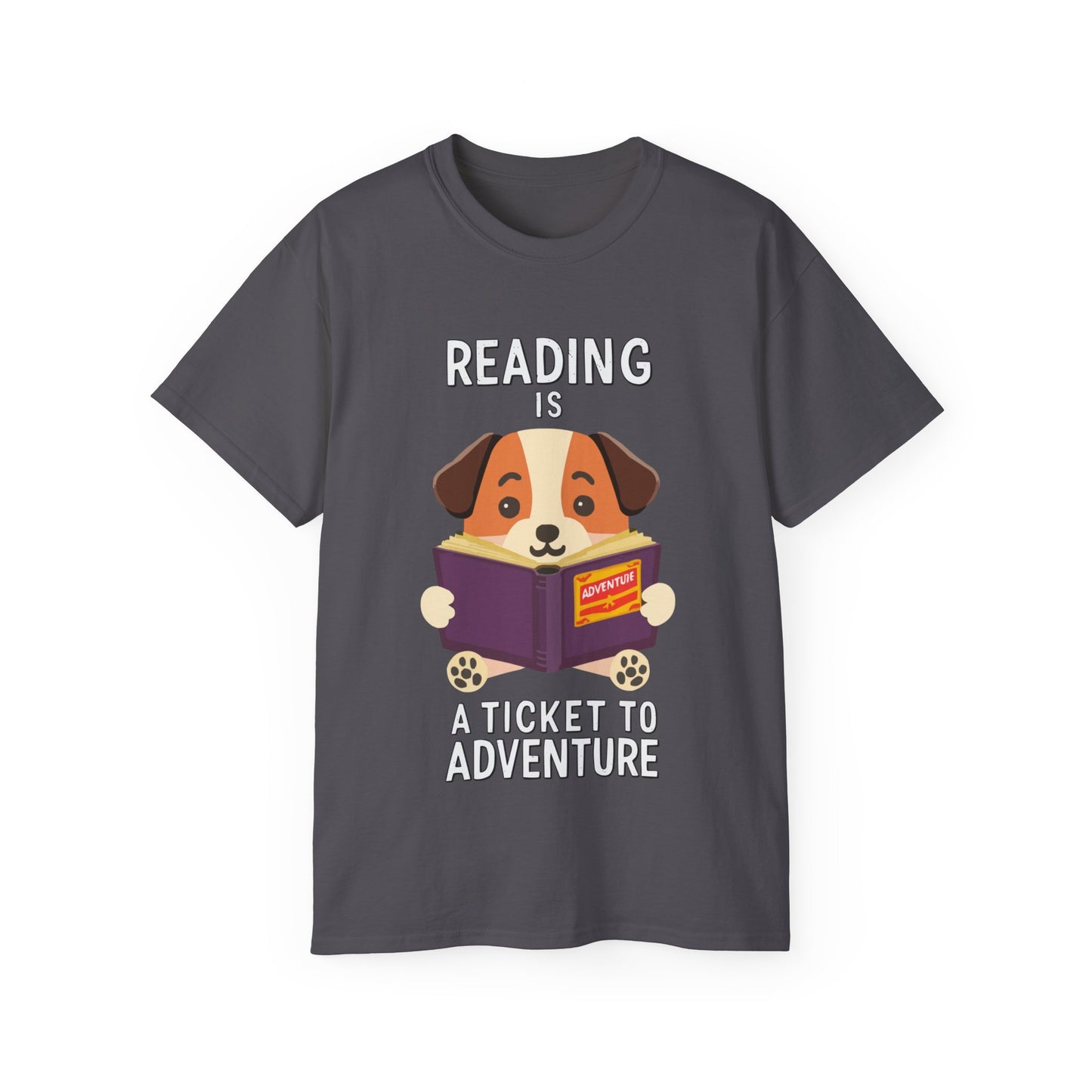 Cute Cartoon Reading is a Ticket to Adventure Unisex Organic T-Shirt