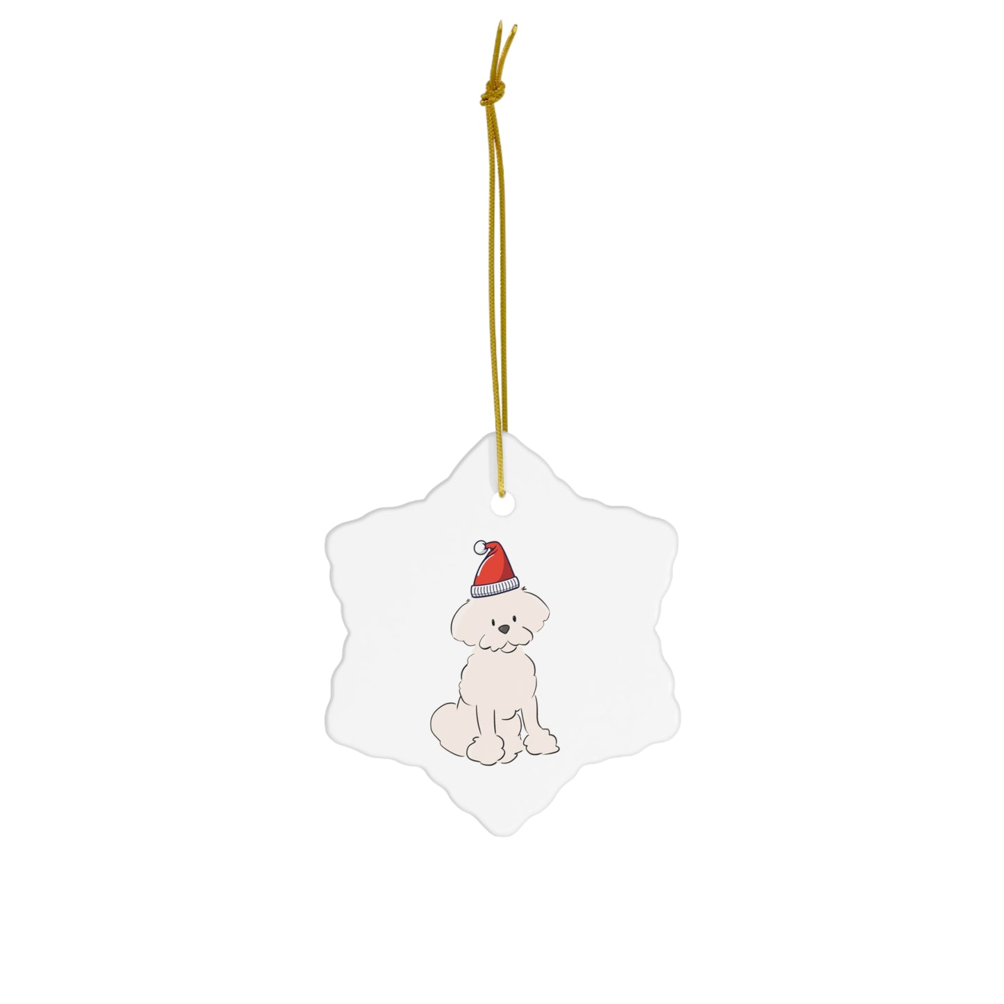 Cheeky Bichon Christmas Ceramic Ornament, 4 Shapes