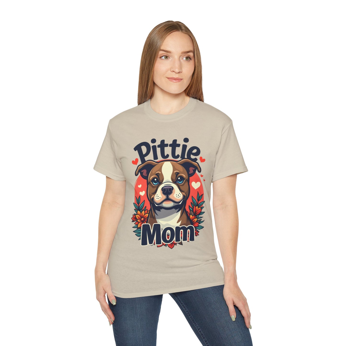 Cute Dog Cartoon Pittie Mom Organic T-Shirt