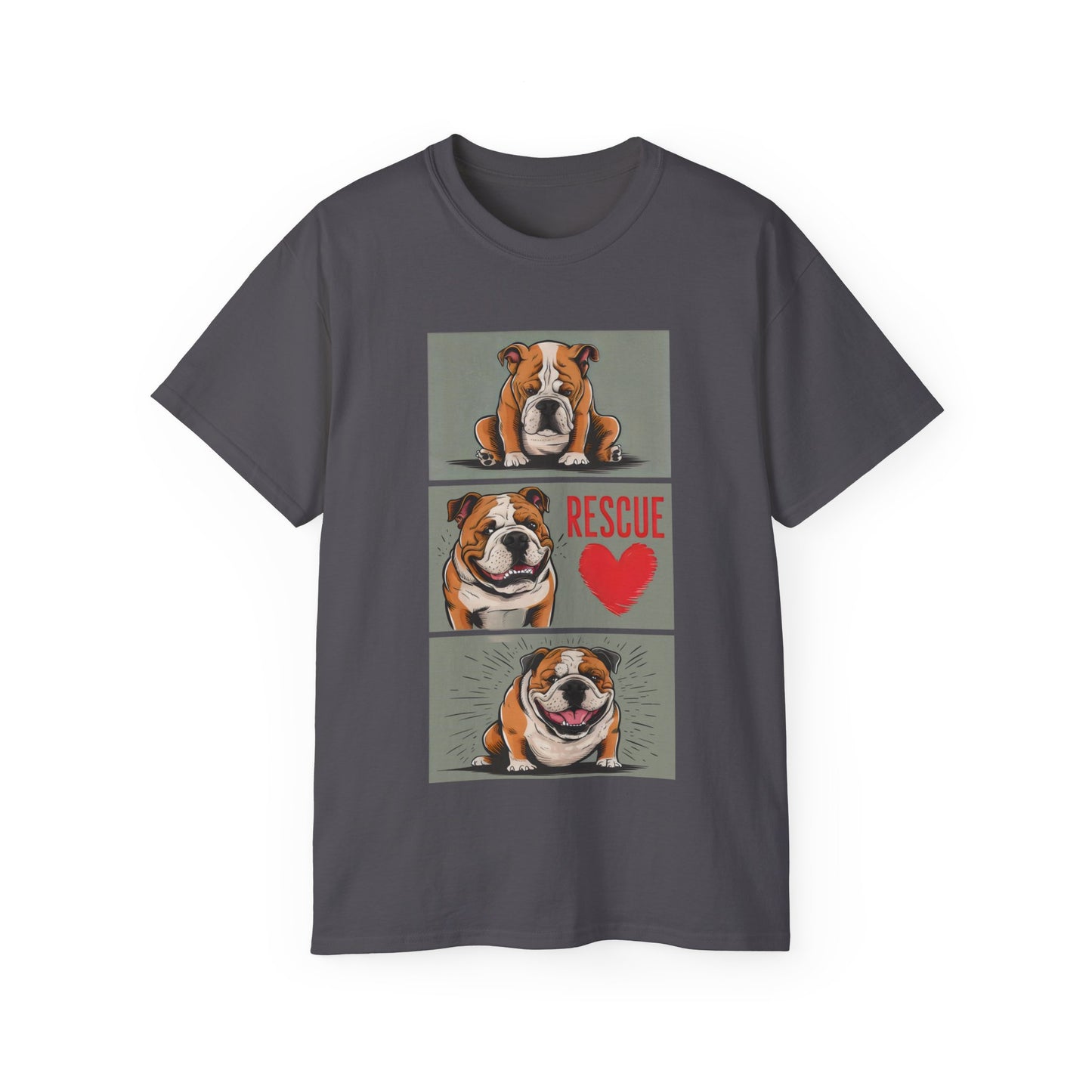 Cute Cartoon Bulldog Rescue Adopt Don't Shop Organic T-Shirt