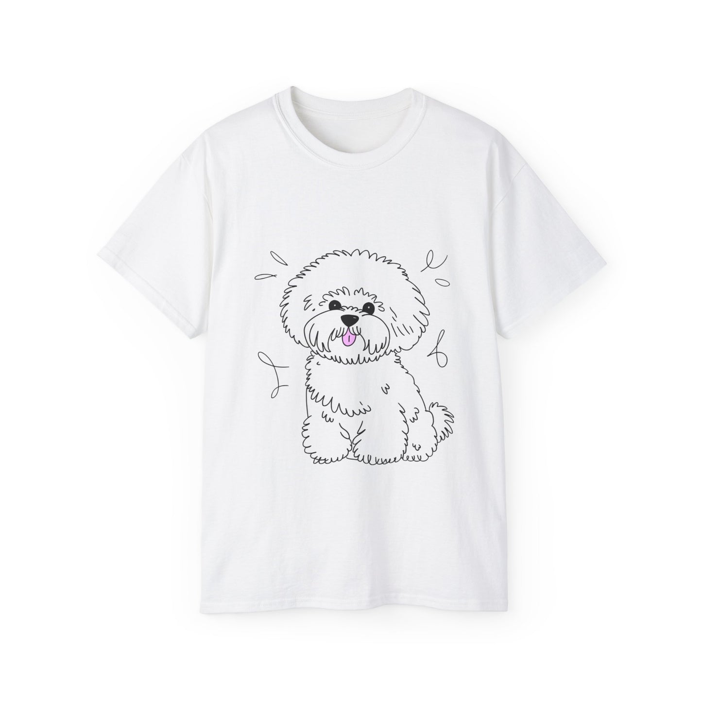 Cute Dog Cartoon Bichon Frise Poodle Unisex Organic T-Shirt