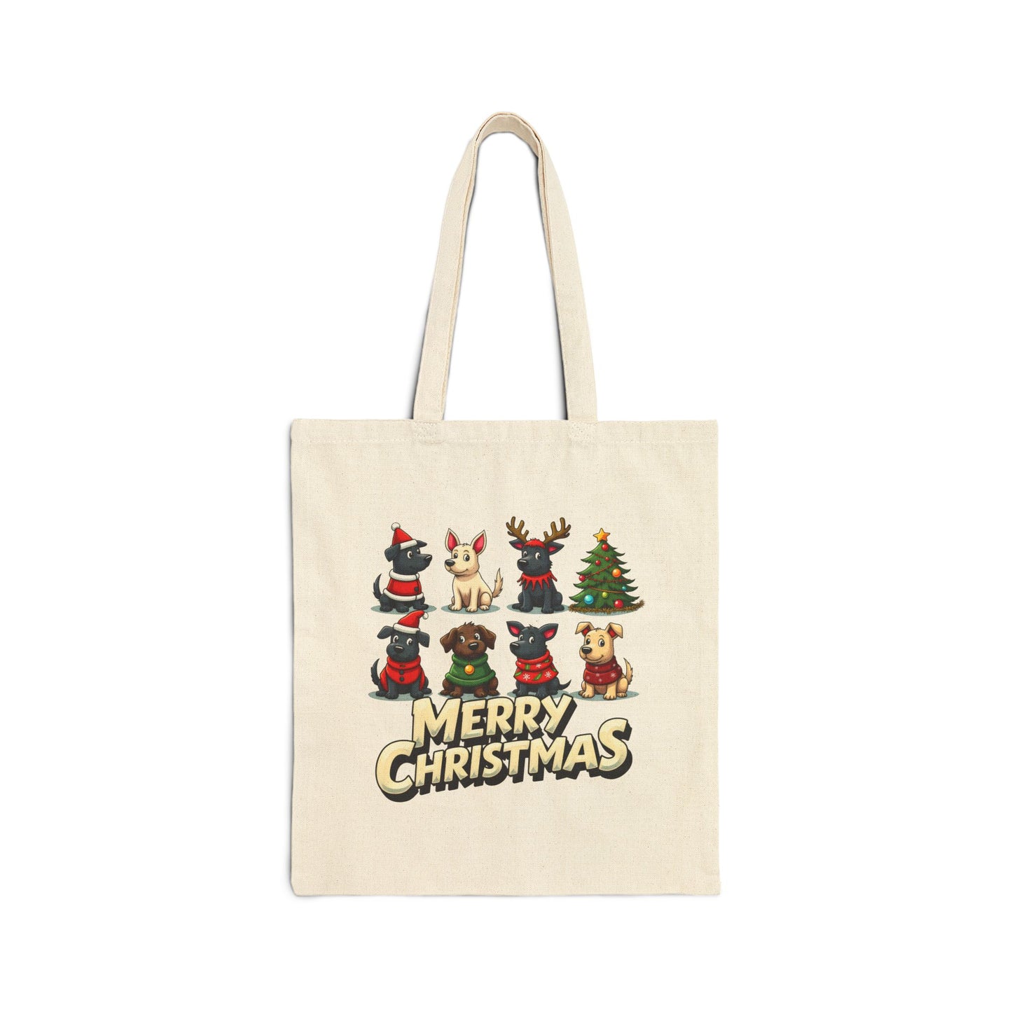 Dog Cartoon Merry Christmas Tote Bag