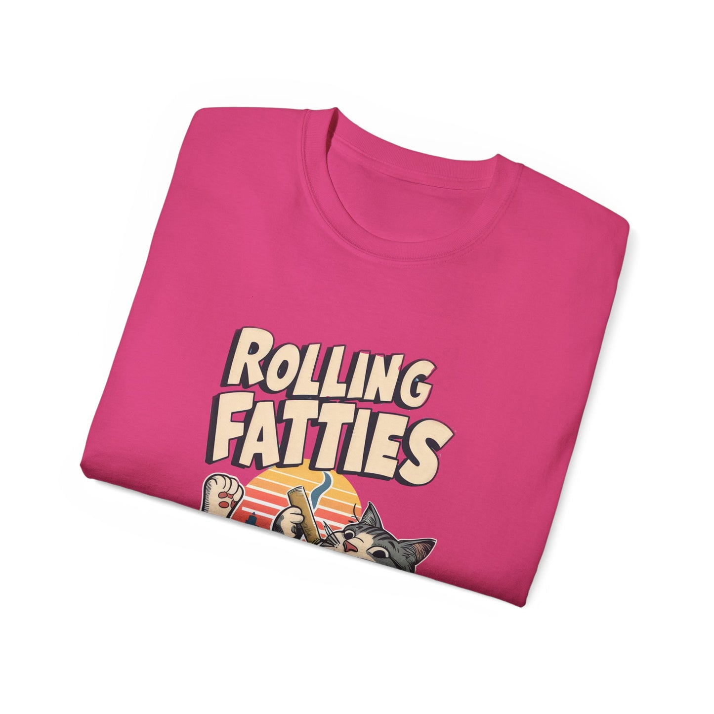 Cute Cat Cartoon Rolling Fatties Unisex Organic T-Shirt