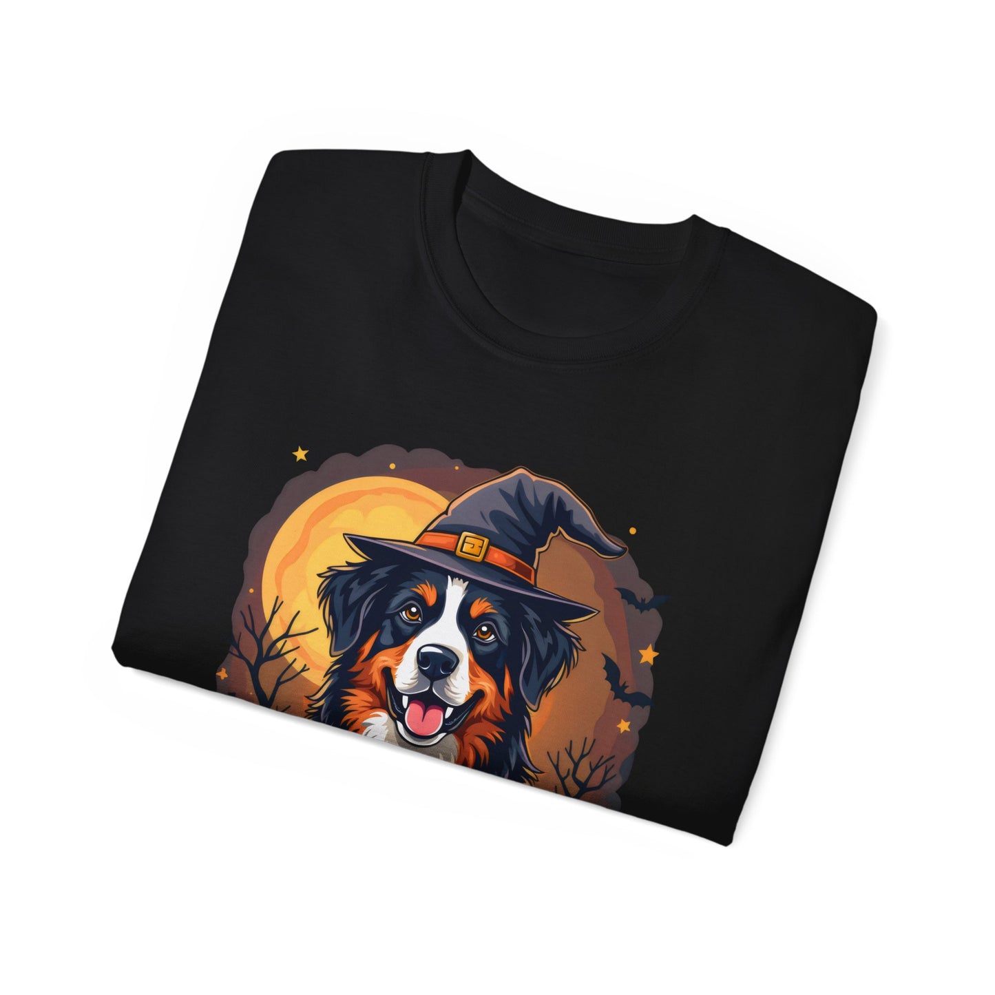 Dog Cartoon Too Cute to Spook Halloween Unisex Organic T-Shirt