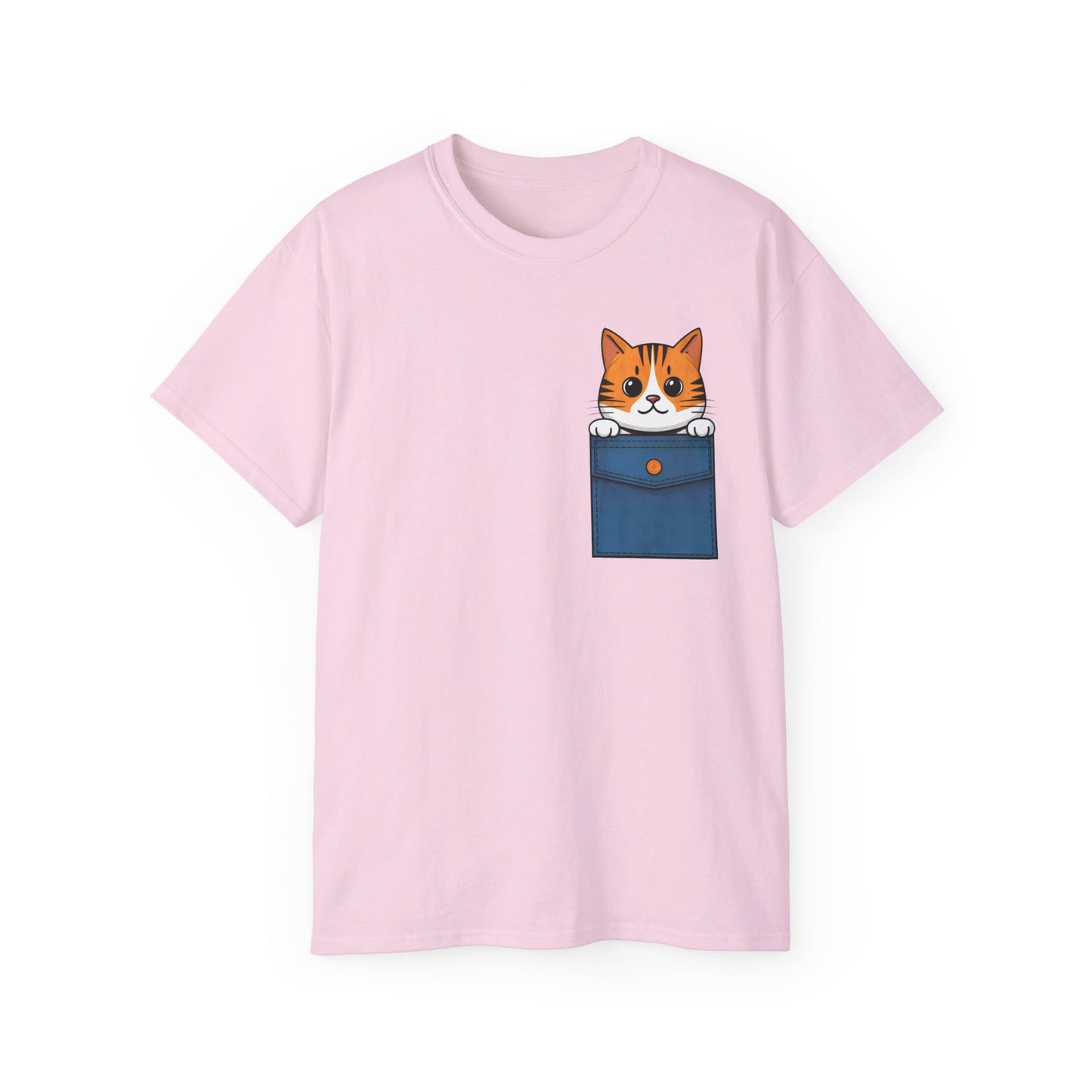 Cute Cartoon Cat in Pocket Unisex Organic T-Shirt