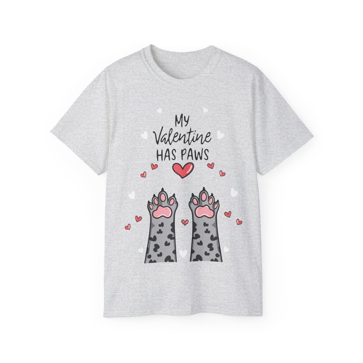 Cute Funny My Valentine Has Paws Unisex Organic T-Shirt