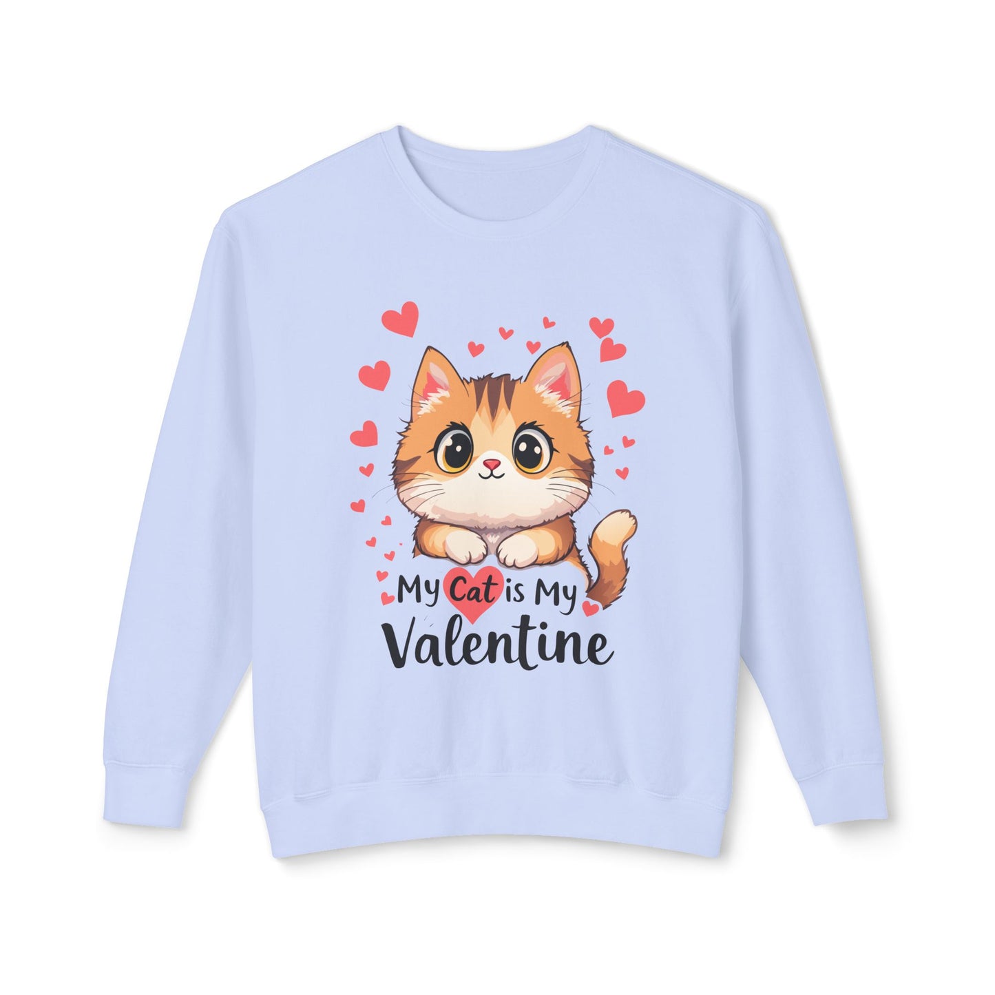 Cartoon Cat Valentine Crewneck Sweatshirt