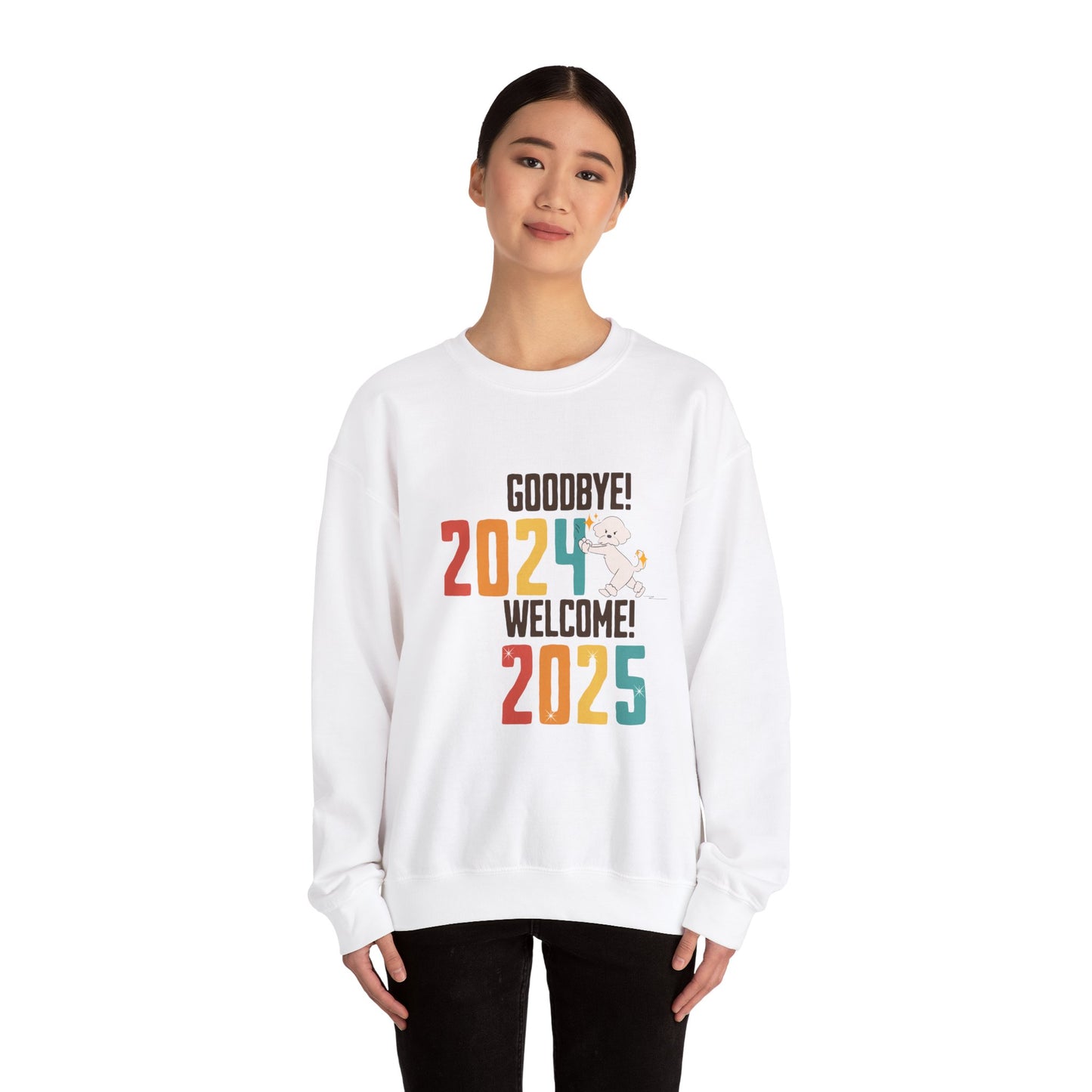 Cheeky Bichon Cute Funny Goodbye 2024 Welcome 2025 Unisex Crewneck Sweatshirt