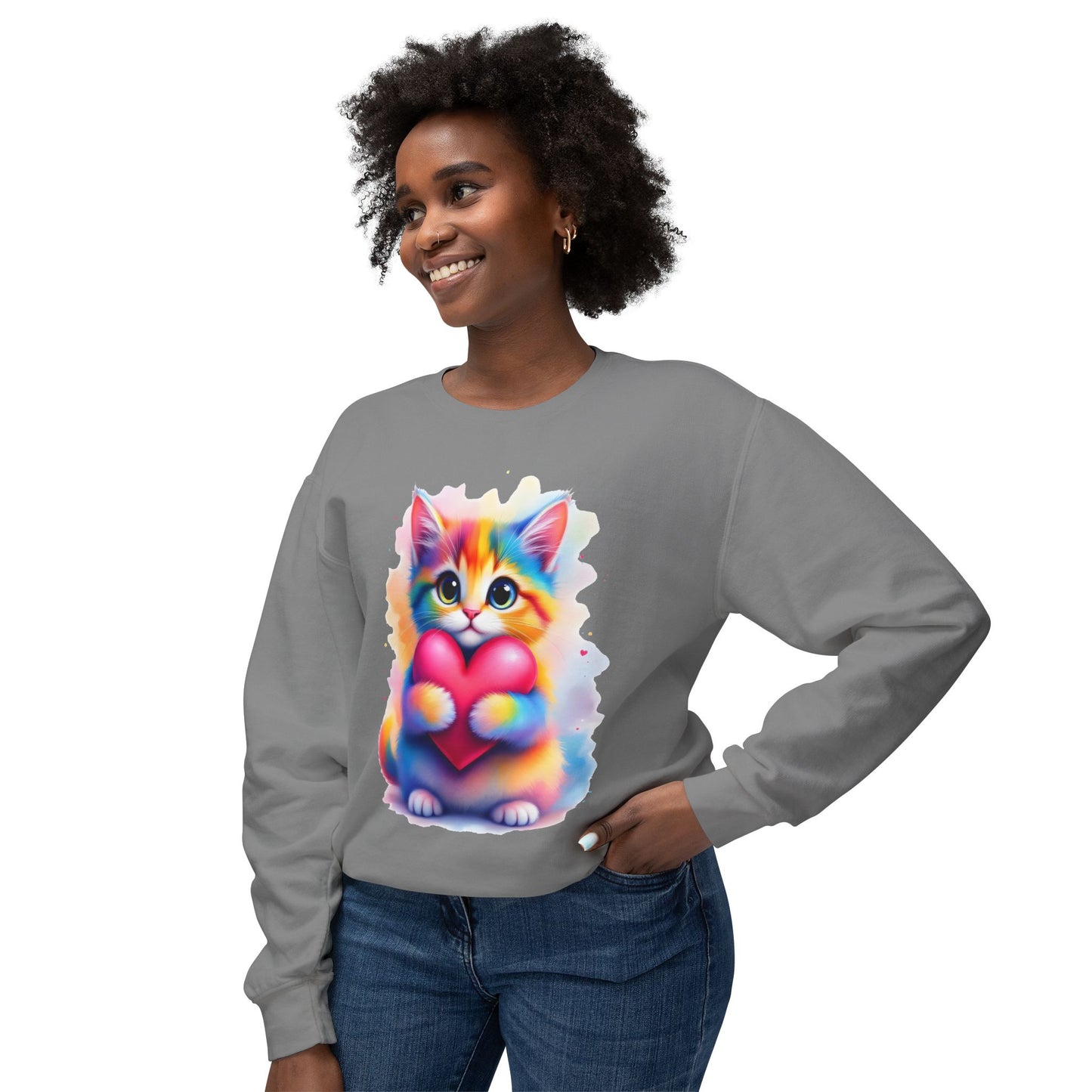 Rainbow Cat Heart Sweatshirt