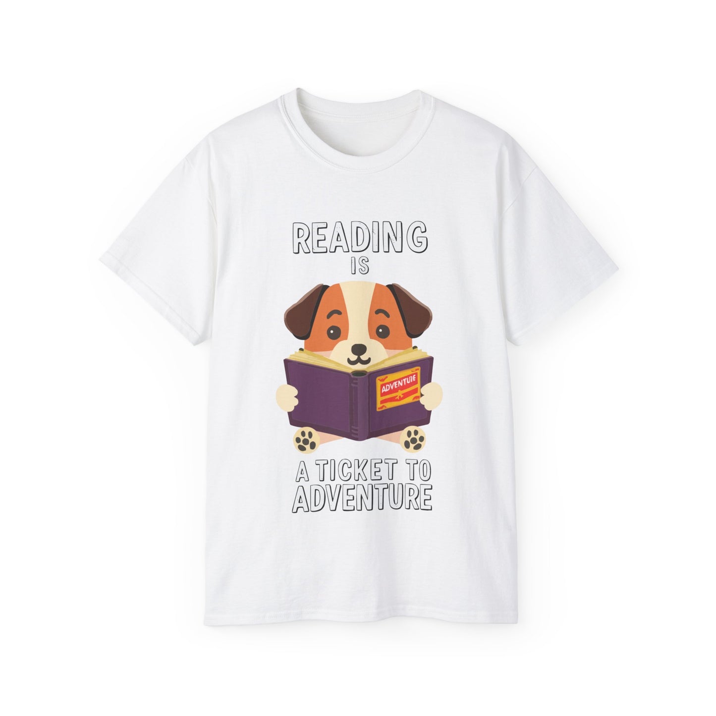 Cute Cartoon Reading is a Ticket to Adventure Unisex Organic T-Shirt