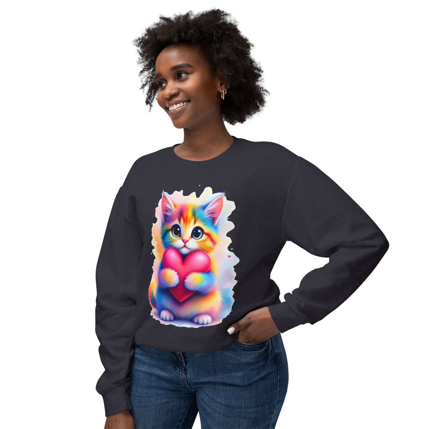 Rainbow Cat Heart Sweatshirt