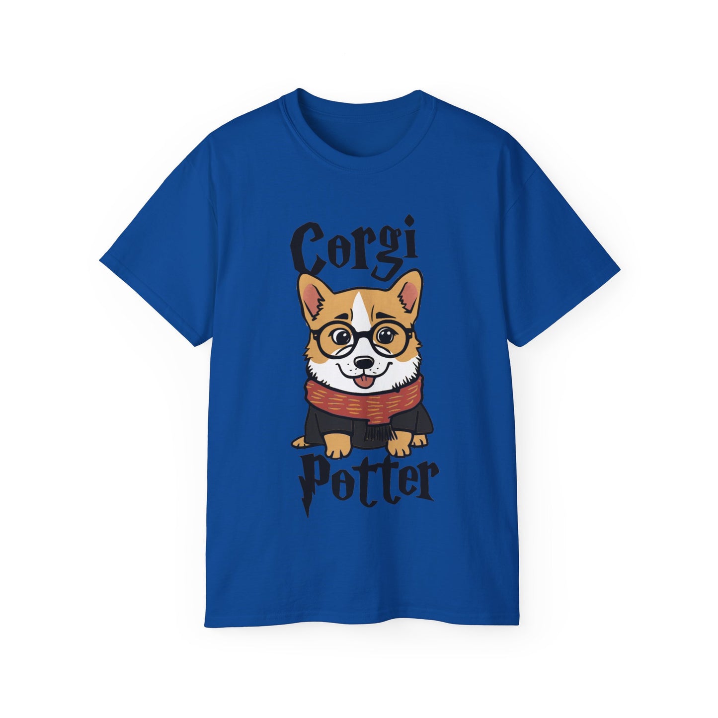 Cute Dog Cartoon Corgi Potter Unisex Organic T-Shirt