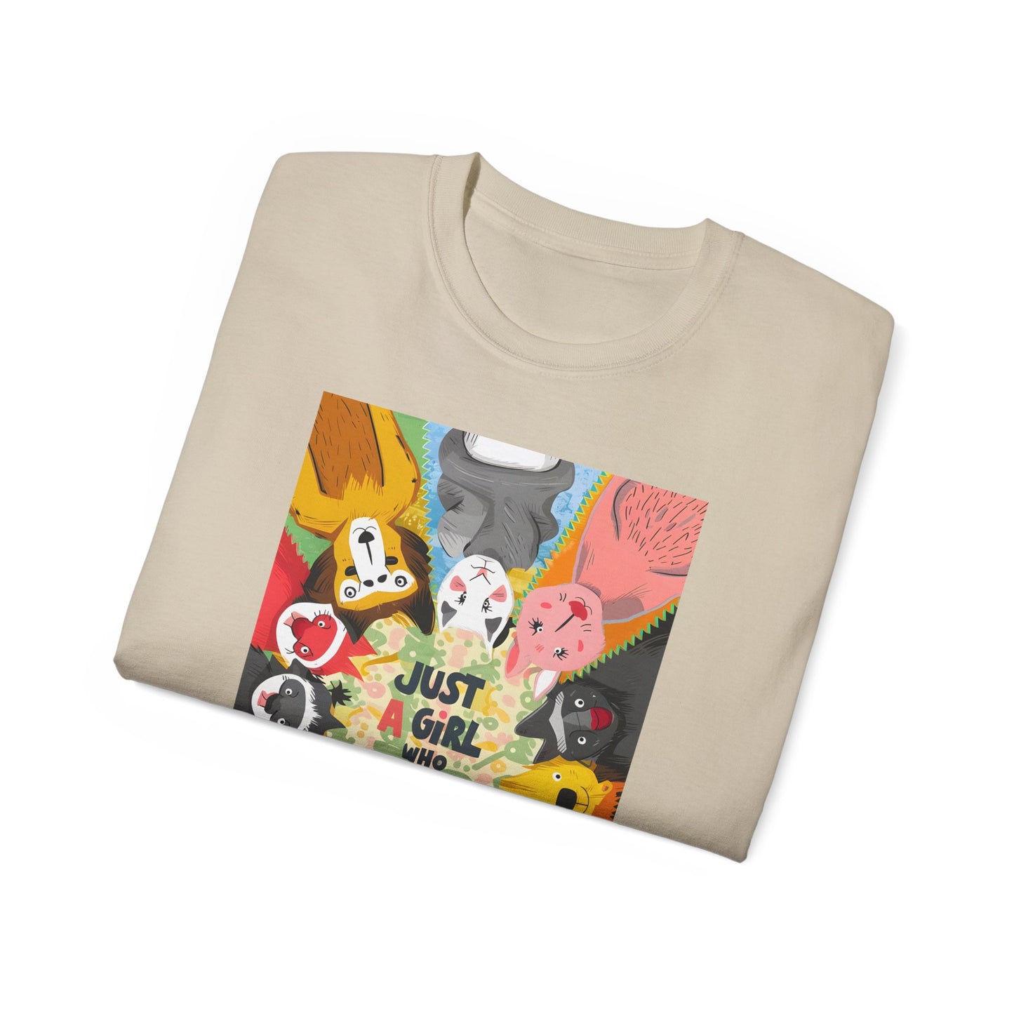 Cute Cartoon Just a Girl Who Loves Animals Unisex Organic T-Shirt