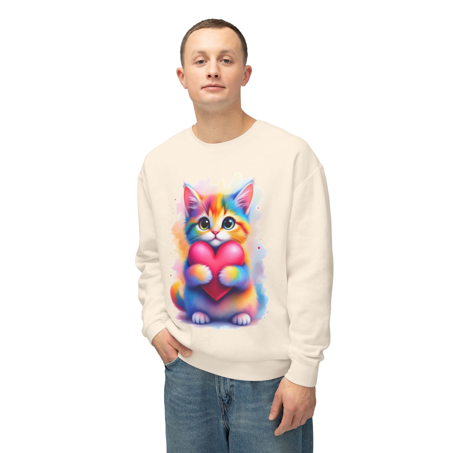 Rainbow Cat Heart Sweatshirt