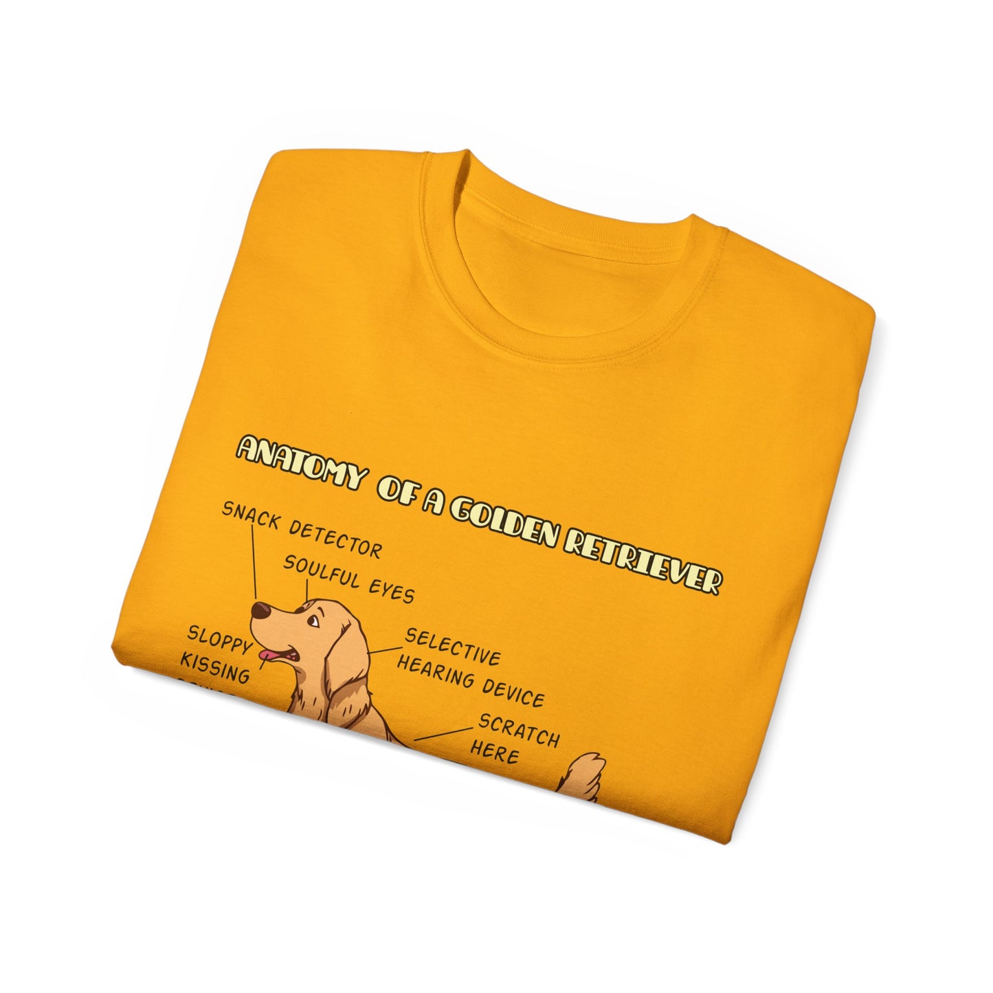 Dog Anatomy Unisex Tee - Cute Golden Retriever Cartoon Design