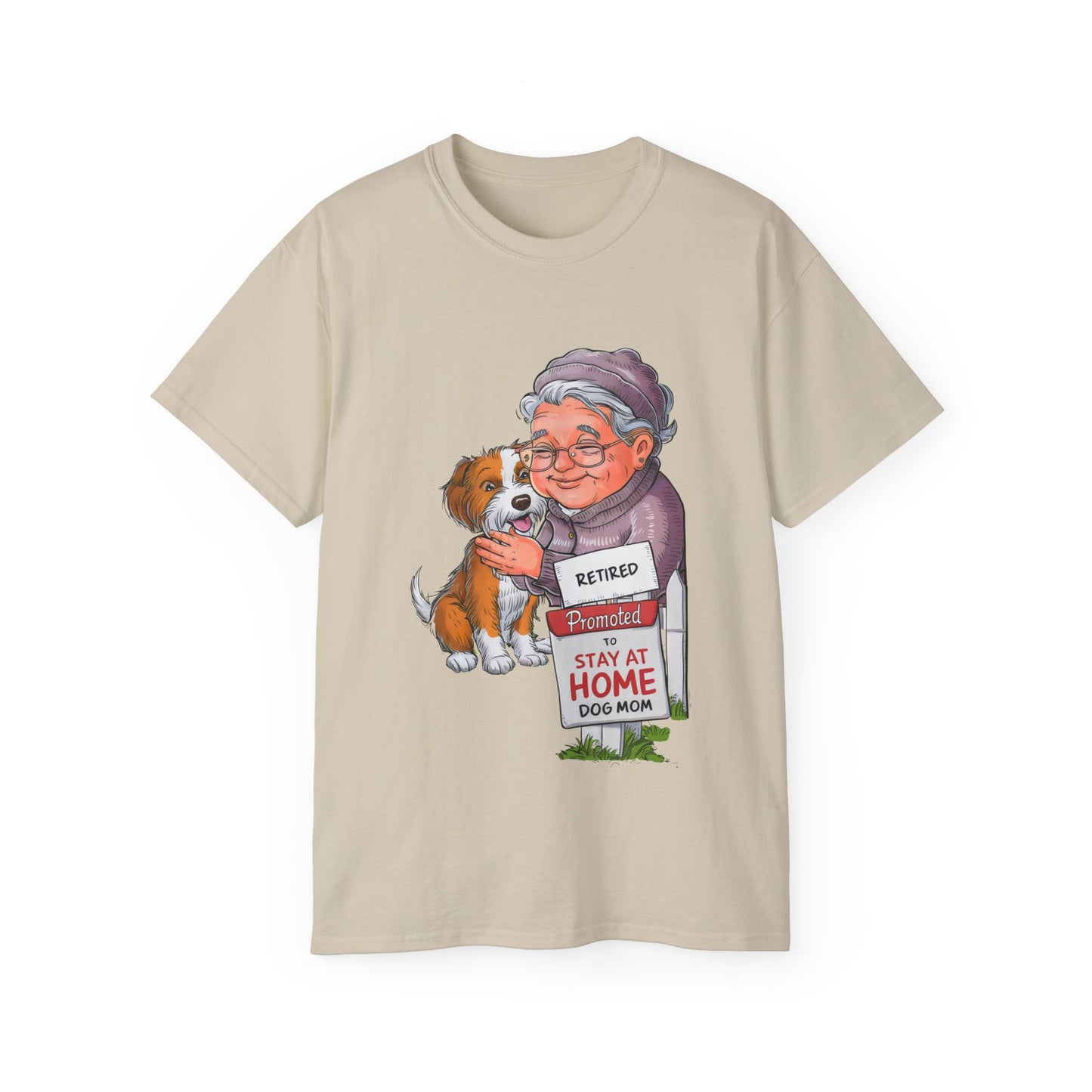 Cute Cartoon Retired Promoted to Stay at Home Dog Mom Organic T-Shirt