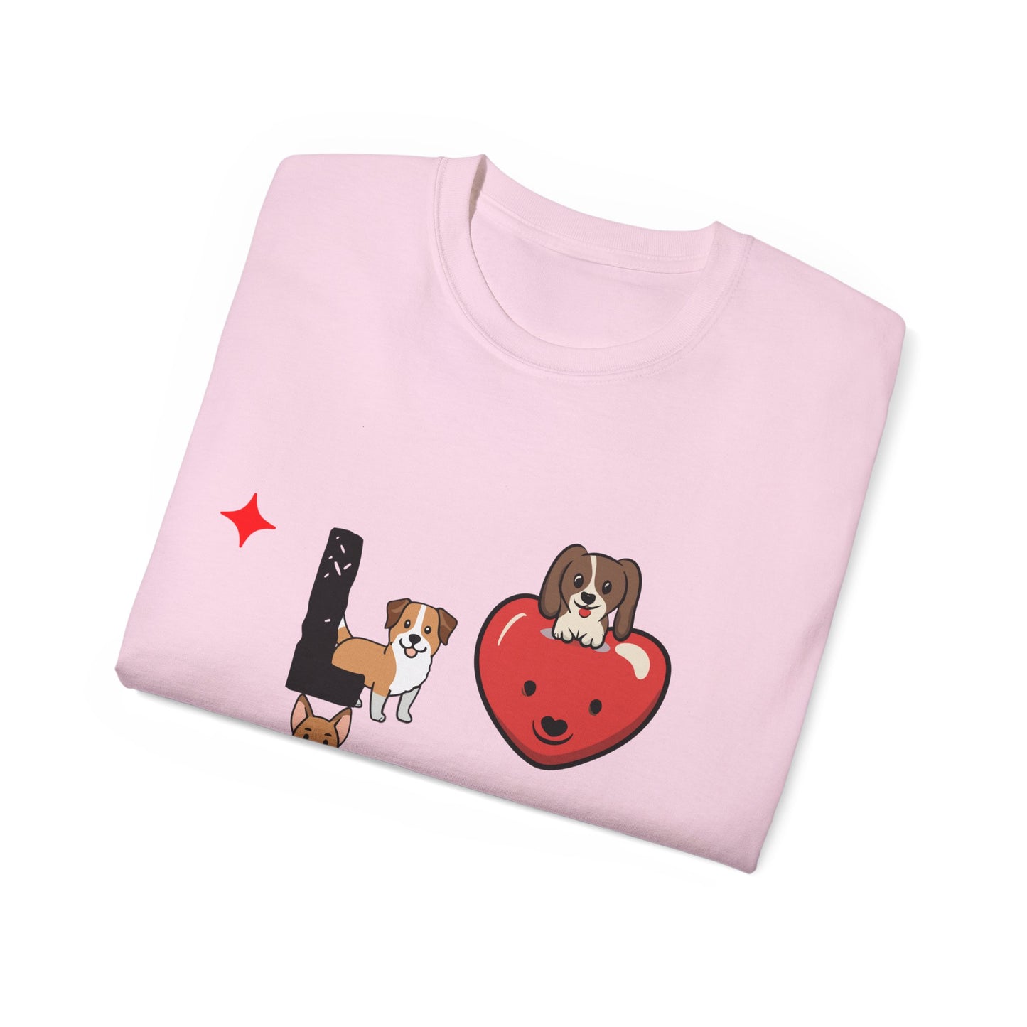 Cute Dog Cartoon Valentine's Day Love Unisex Organic T-Shirt