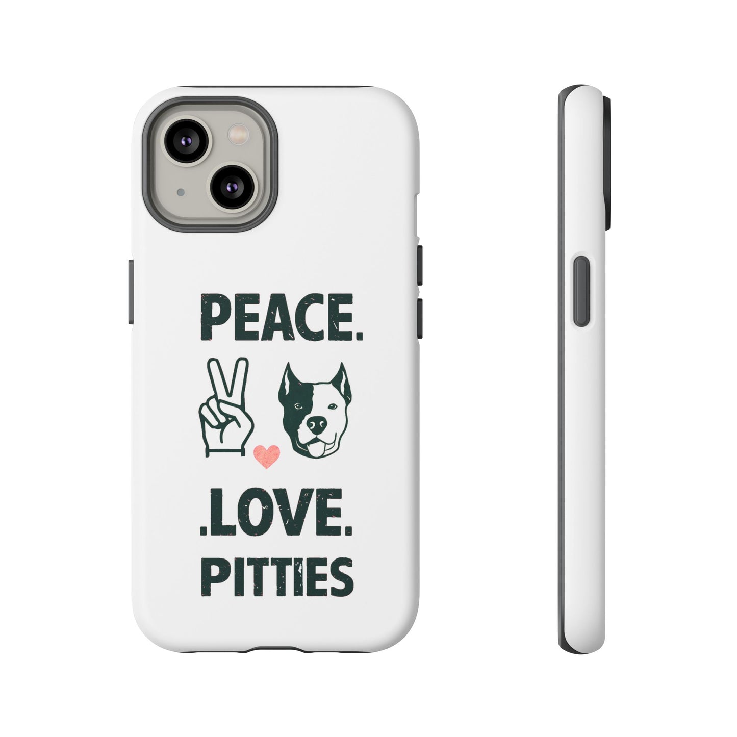 Cute Dog Cartoon Peace Love Pitties iPhone Tough Cases