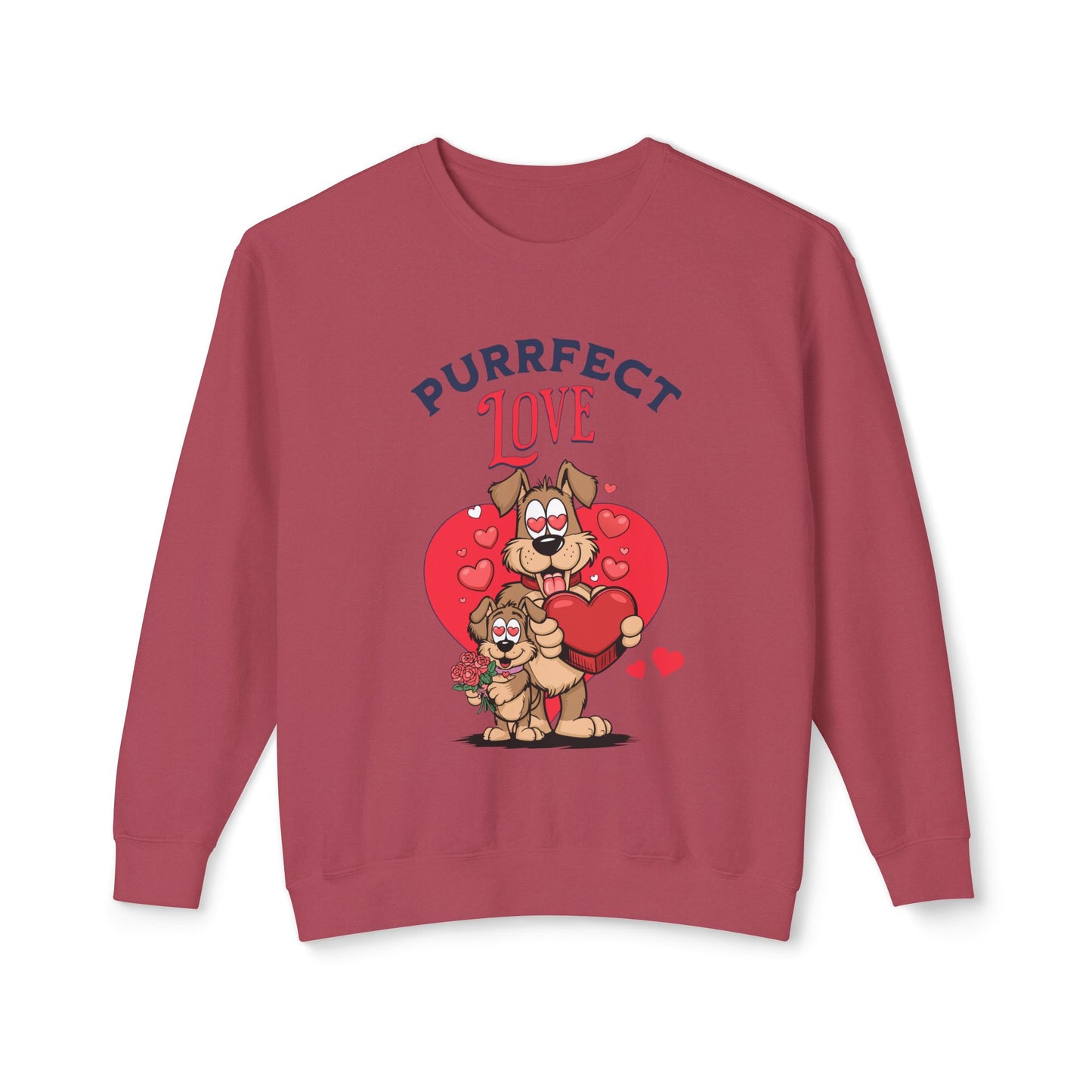 Cute Dog Cartoon Purrfect Love Valentine's Day Crewneck Sweatshirt