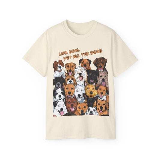 Cute Dog Cartoon Life Goal Pet All the Dogs Unisex Organic T-Shirt