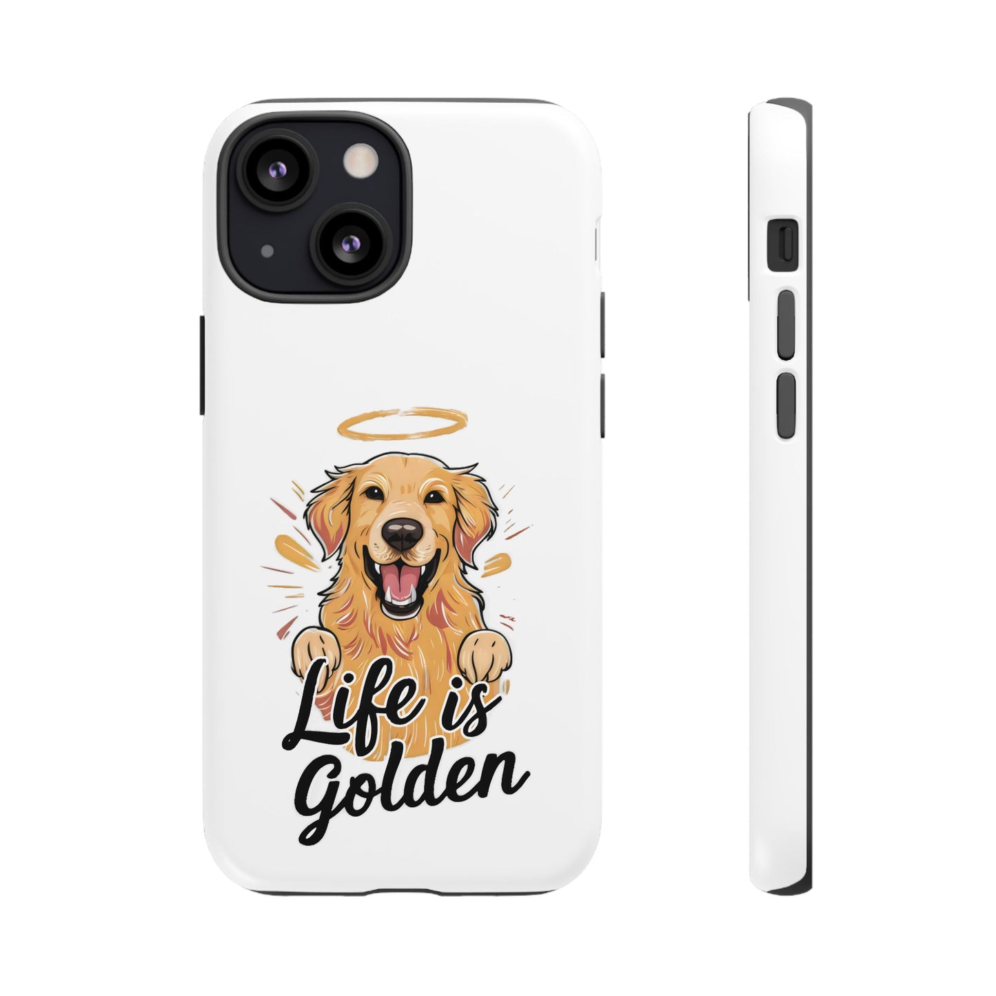 Cute Dog Cartoon Life is Golden iPhone Tough Cases