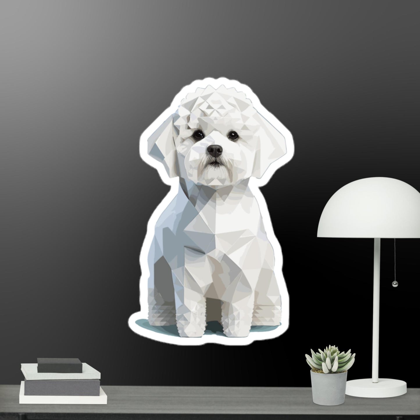 Geometric Bichon Frise Bubble-free stickers