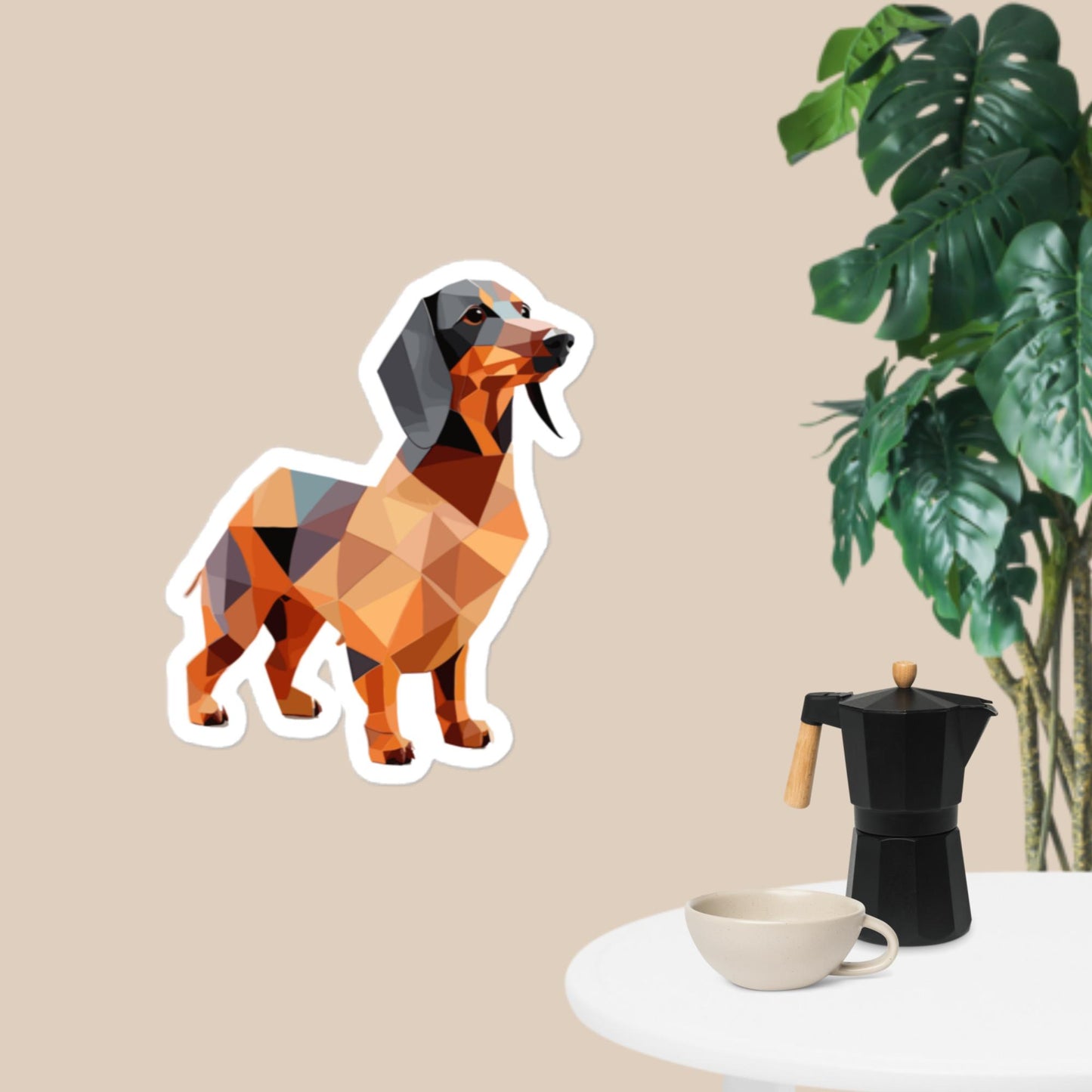 Geometric Dachshund Bubble-free stickers