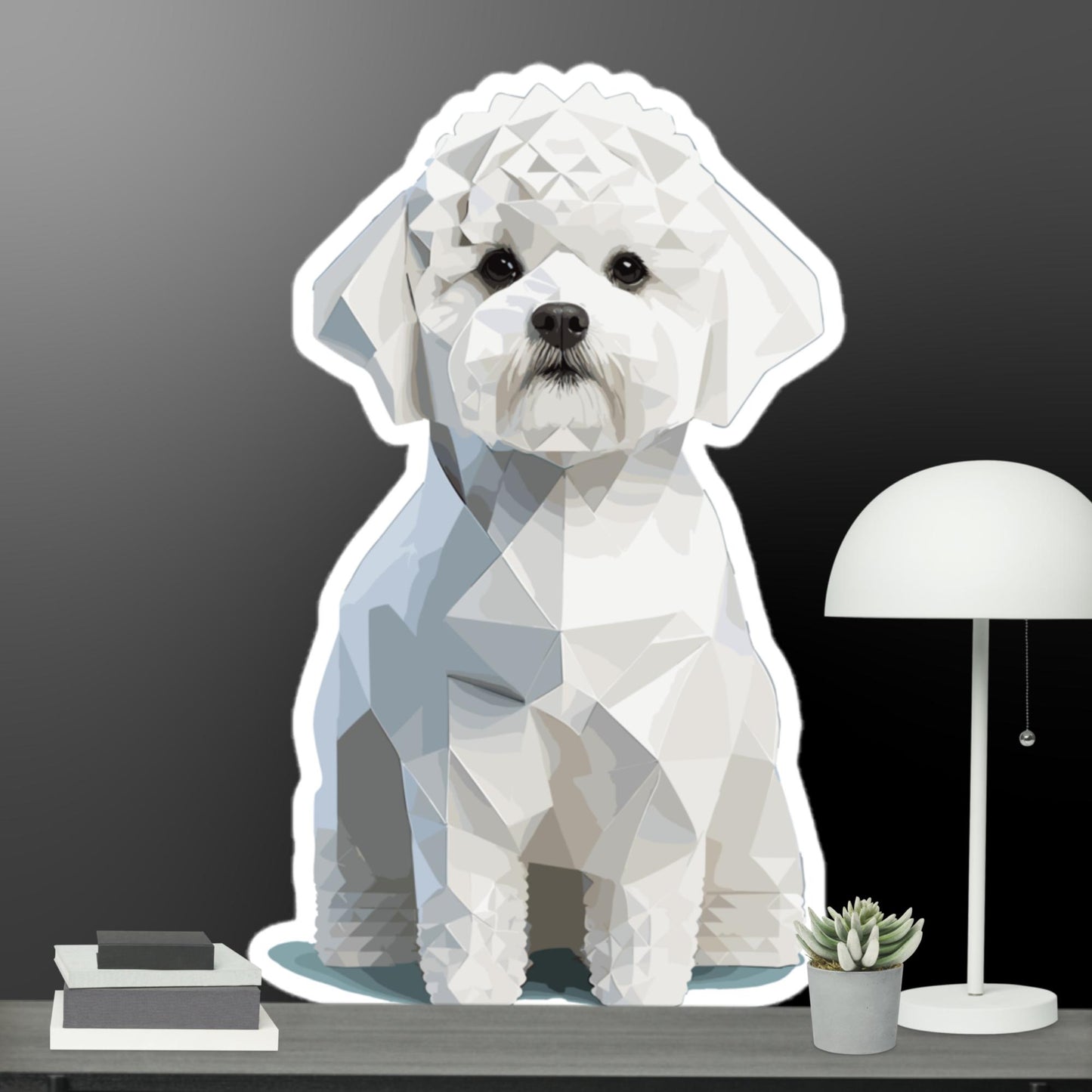 Geometric Bichon Frise Bubble-free stickers