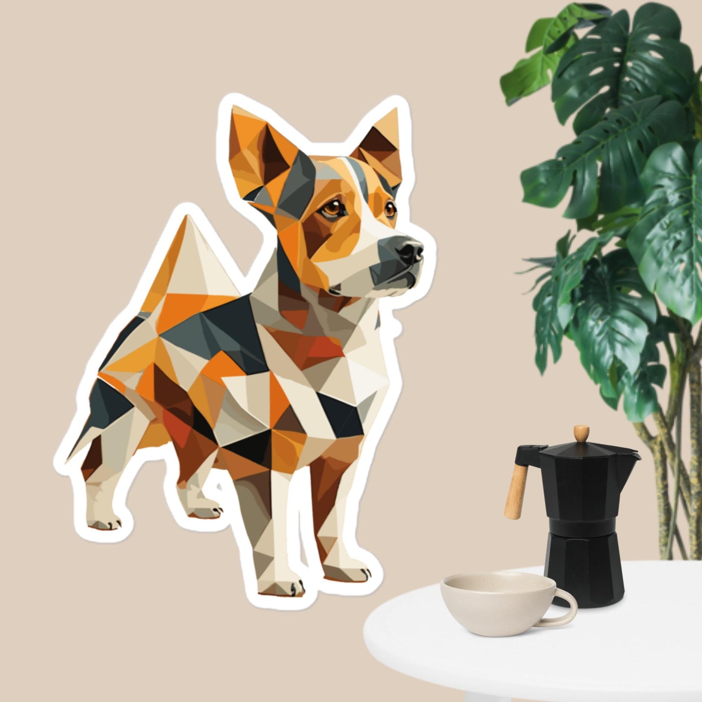 Geometric Corgi Bubble-free stickers