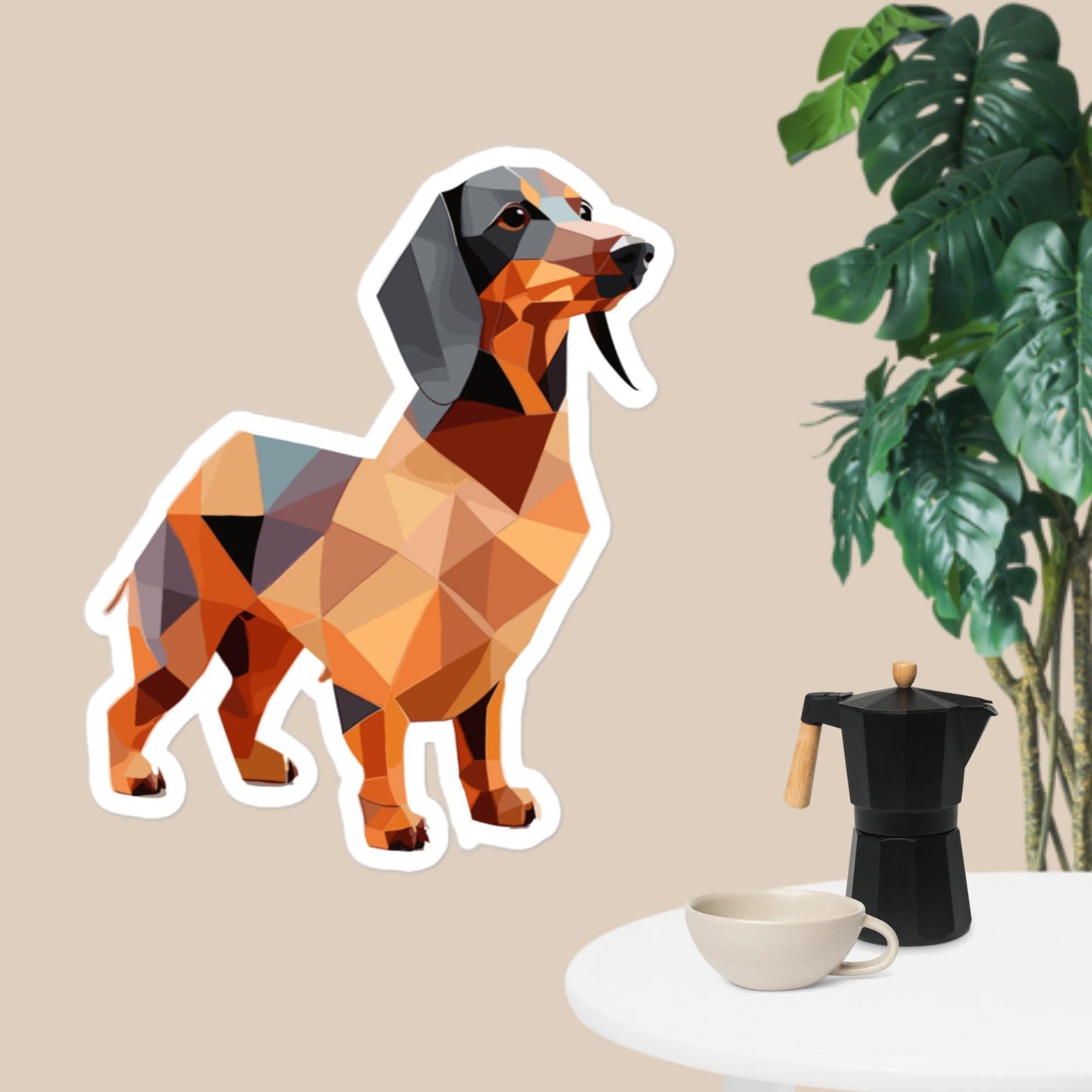 Geometric Dachshund Bubble-free stickers