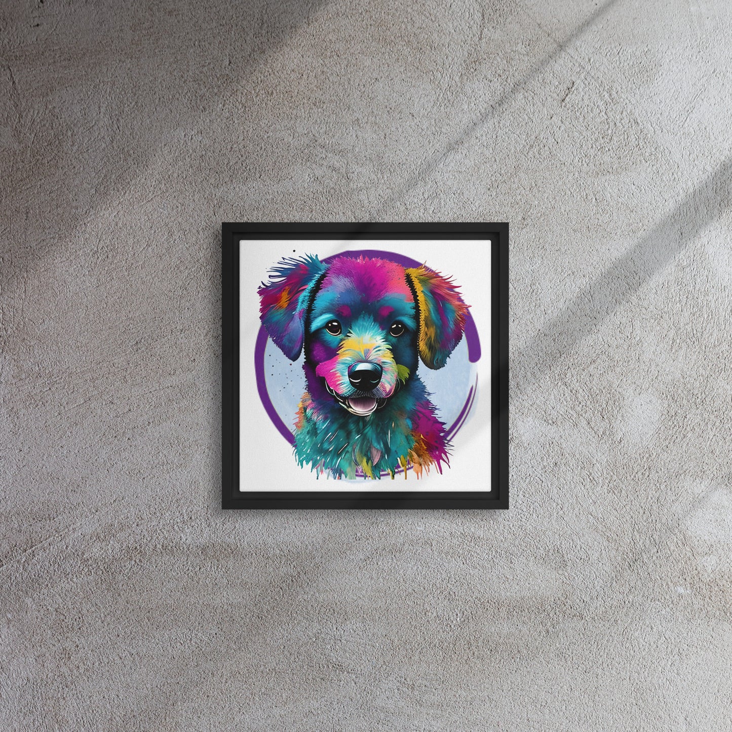 Colourful Bichon Frise Framed Canvas