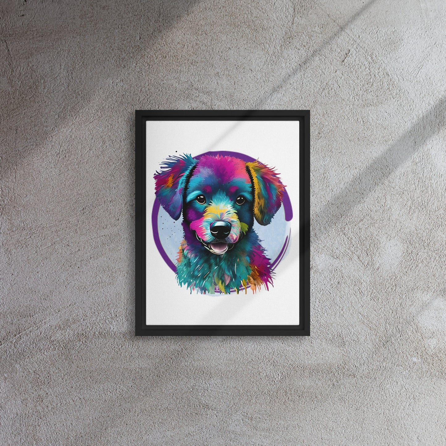 Colourful Bichon Frise Framed Canvas