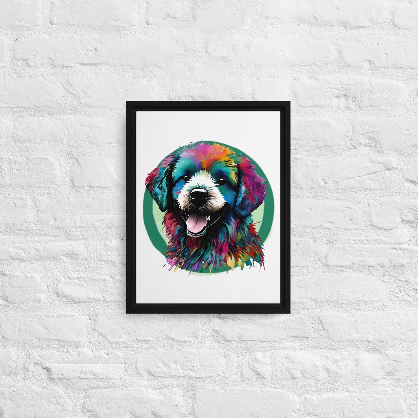 Colourful Bichon Frise Framed Canvas