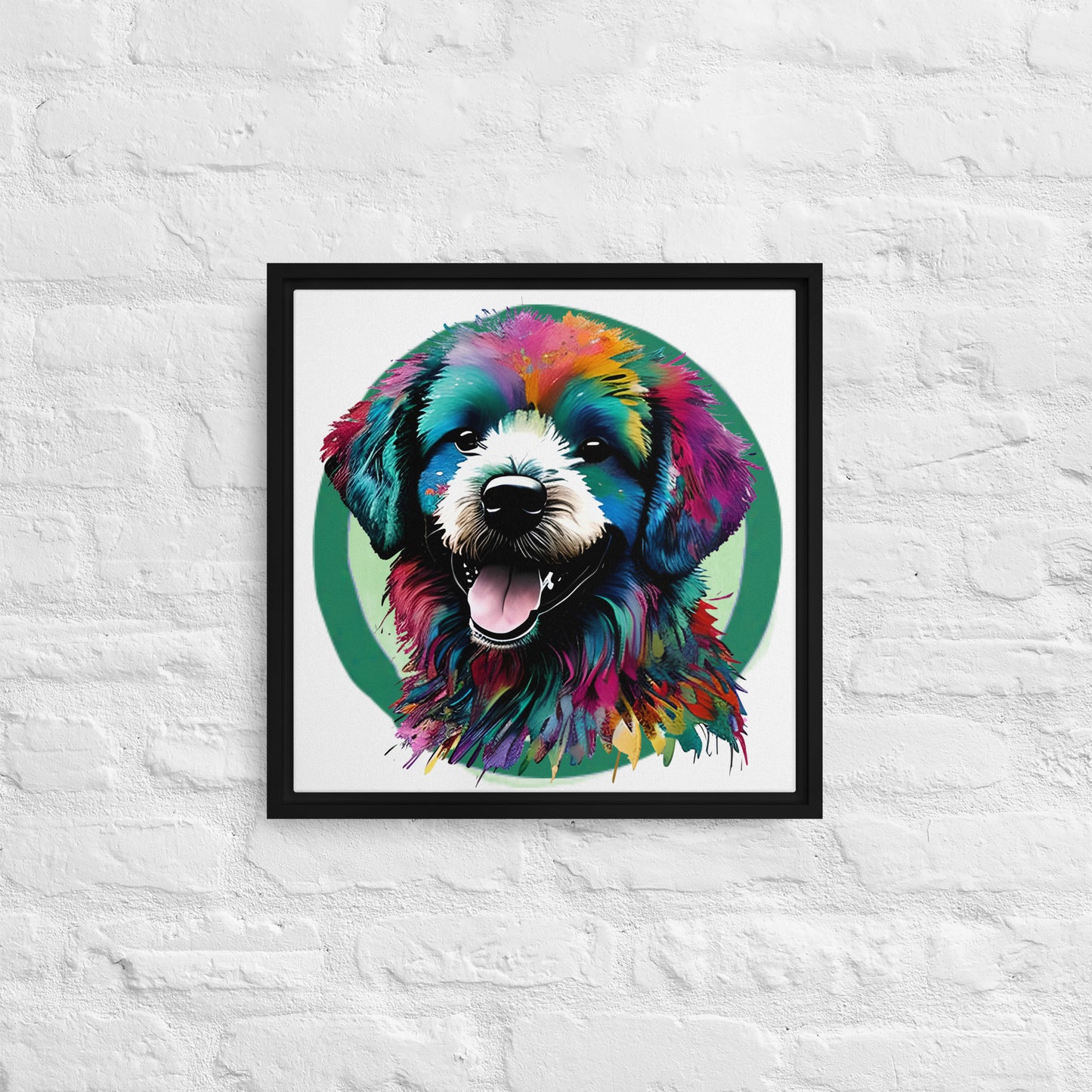 Colourful Bichon Frise Framed Canvas