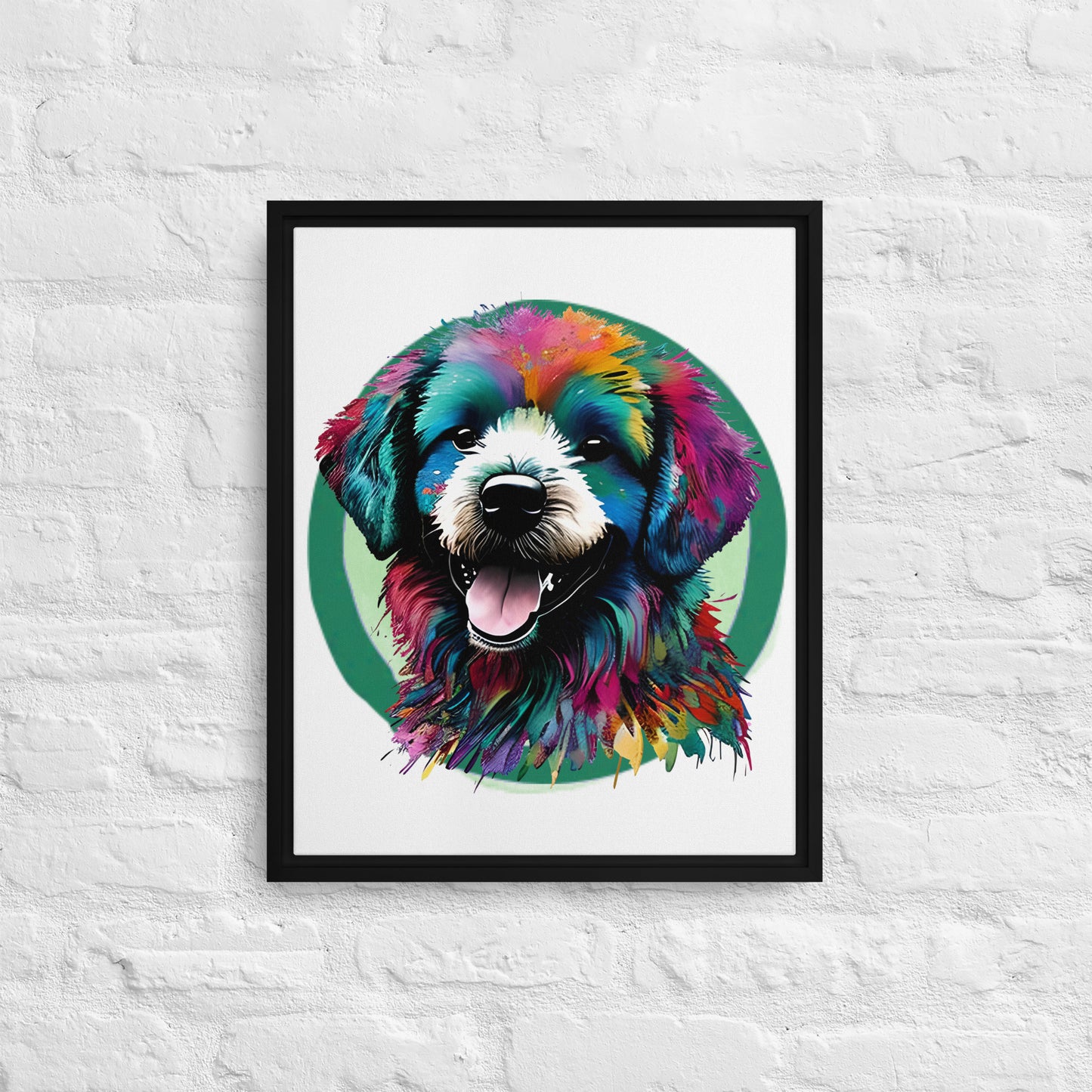 Colourful Bichon Frise Framed Canvas