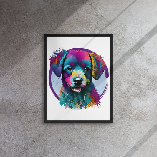 Colourful Bichon Frise Framed Canvas