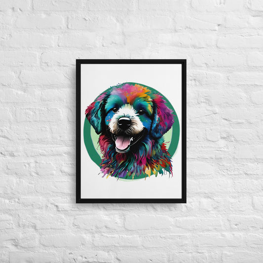 Colourful Bichon Frise Framed Canvas