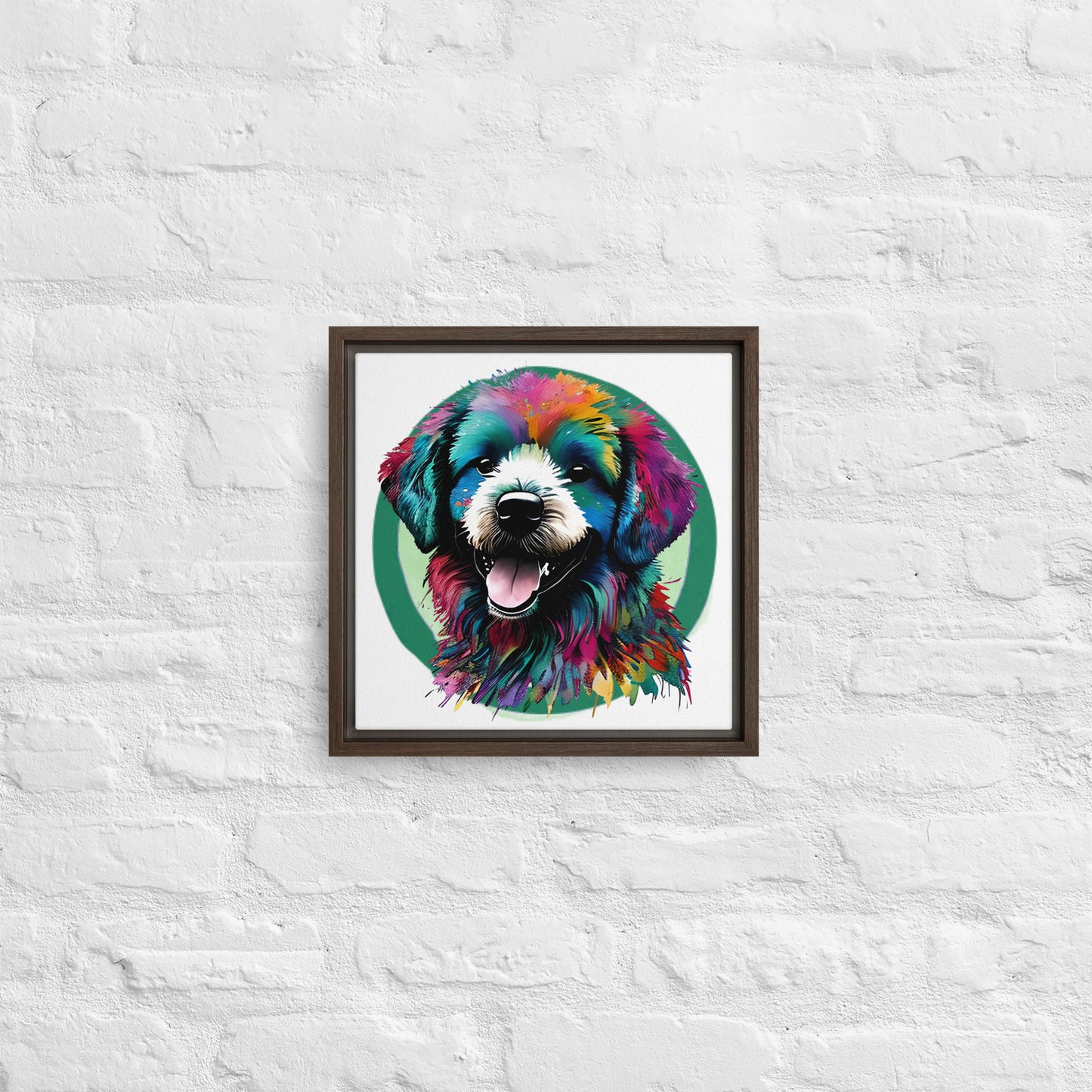 Colourful Bichon Frise Framed Canvas