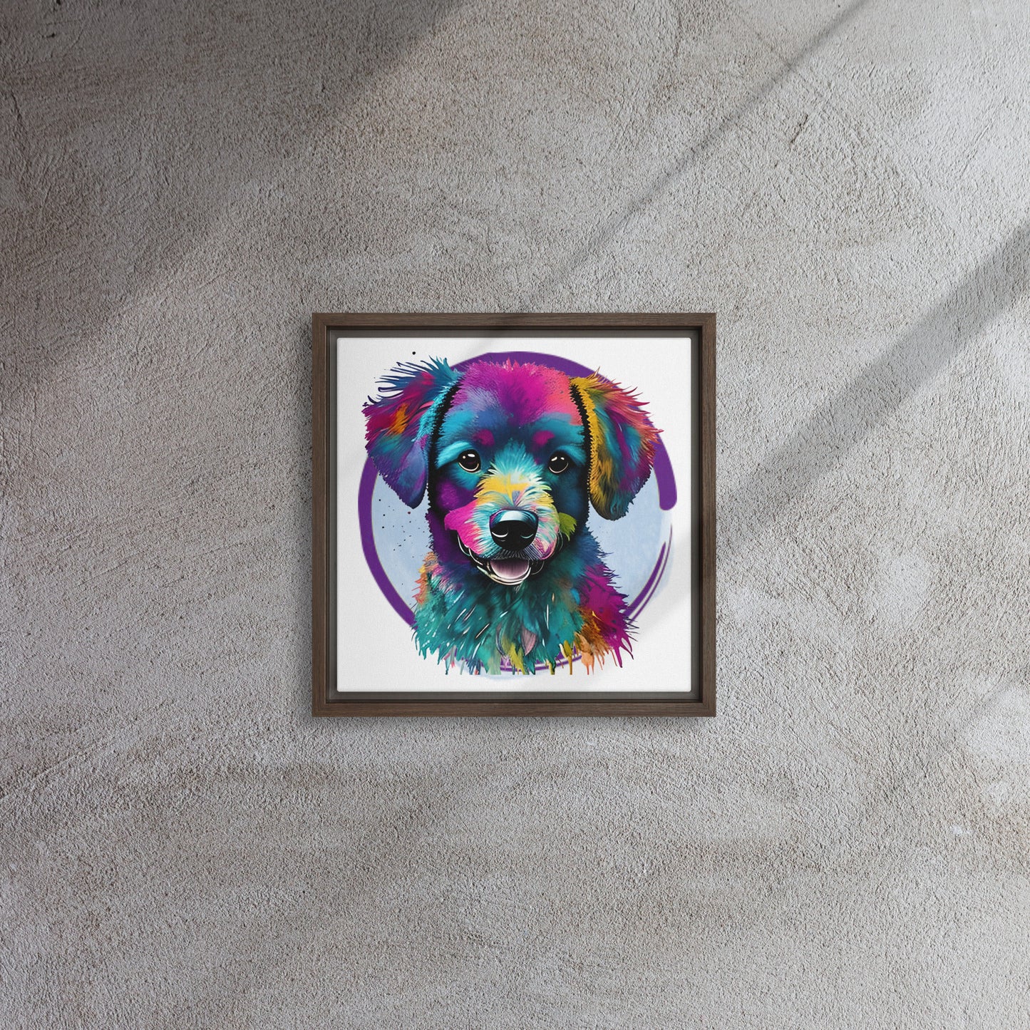 Colourful Bichon Frise Framed Canvas