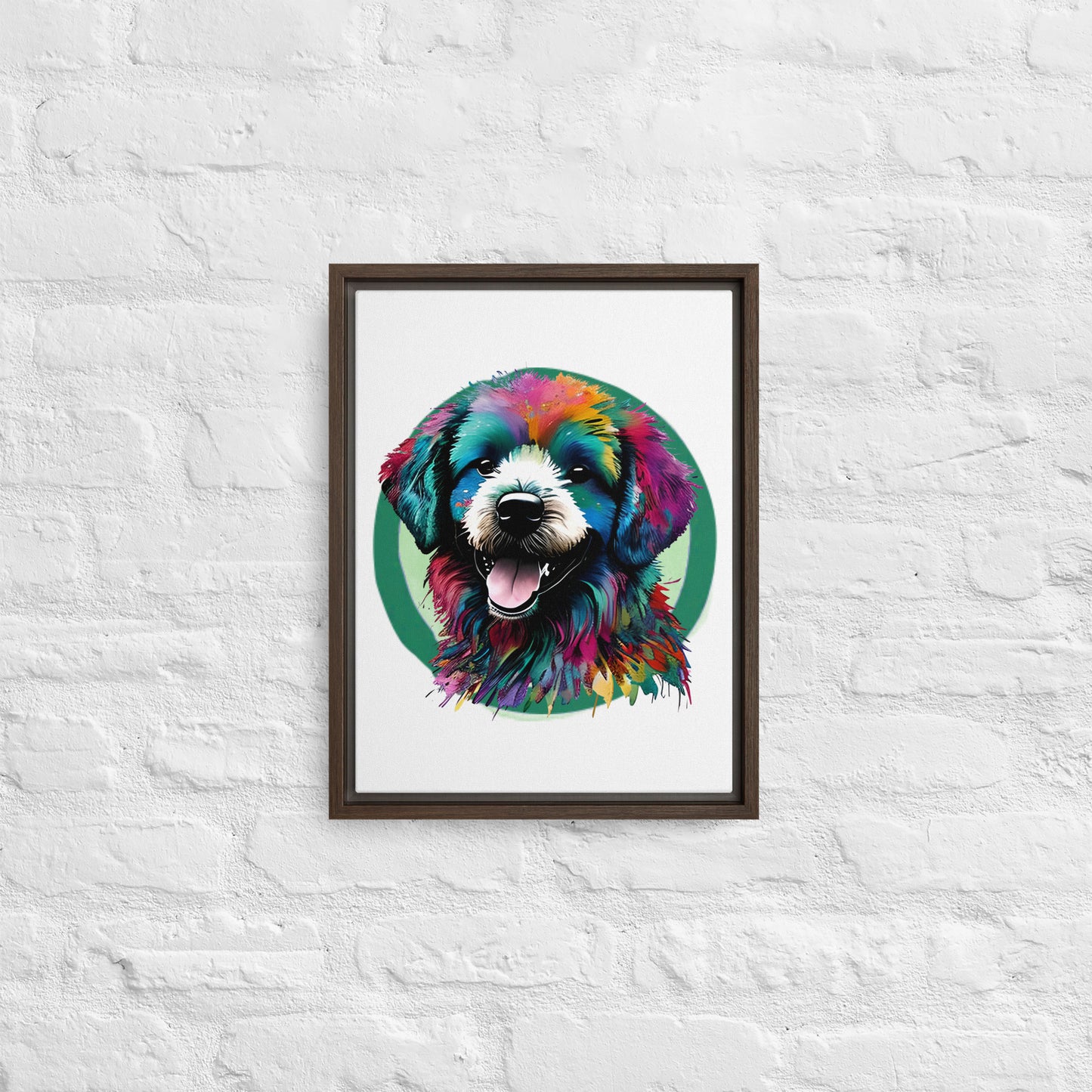 Colourful Bichon Frise Framed Canvas